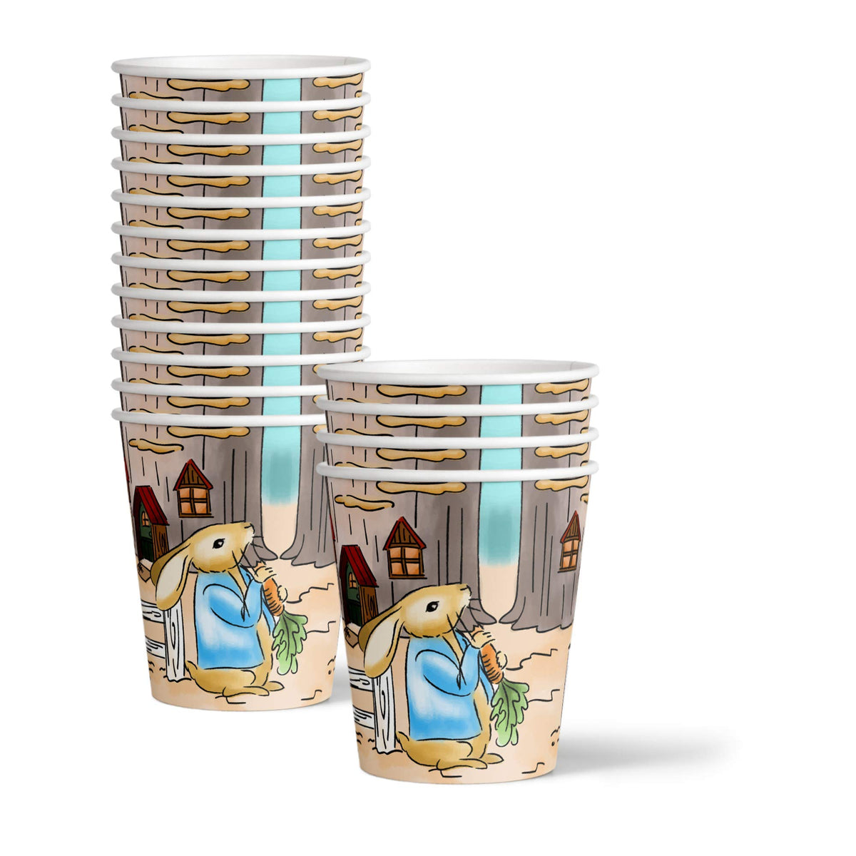 Peter Rabbit - Suministros para fiesta de baby shower para niña, 64 piezas, juego de vajilla de primavera para baby shower, incluye platos grandes de 9 pulgadas y platos de papel de postre de 8
