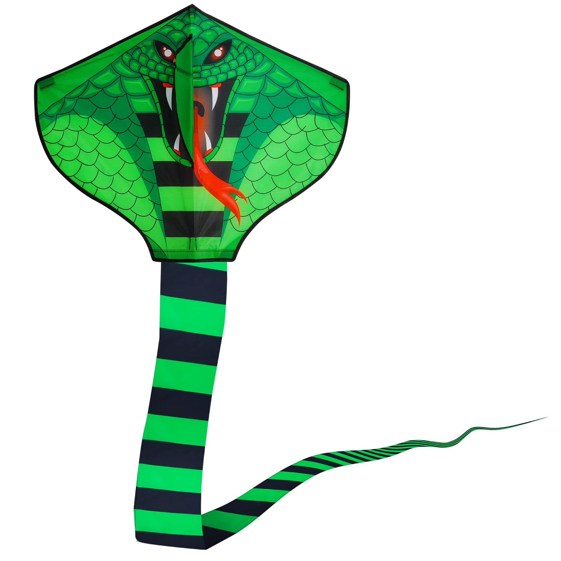 Crogift- Paquete de 4 Cometas: Cometa de dragón de Fuego Grande, Cometa de Serpiente Verde, Cometa de pez Diablo, molusco Rojo, Pulpo con LON