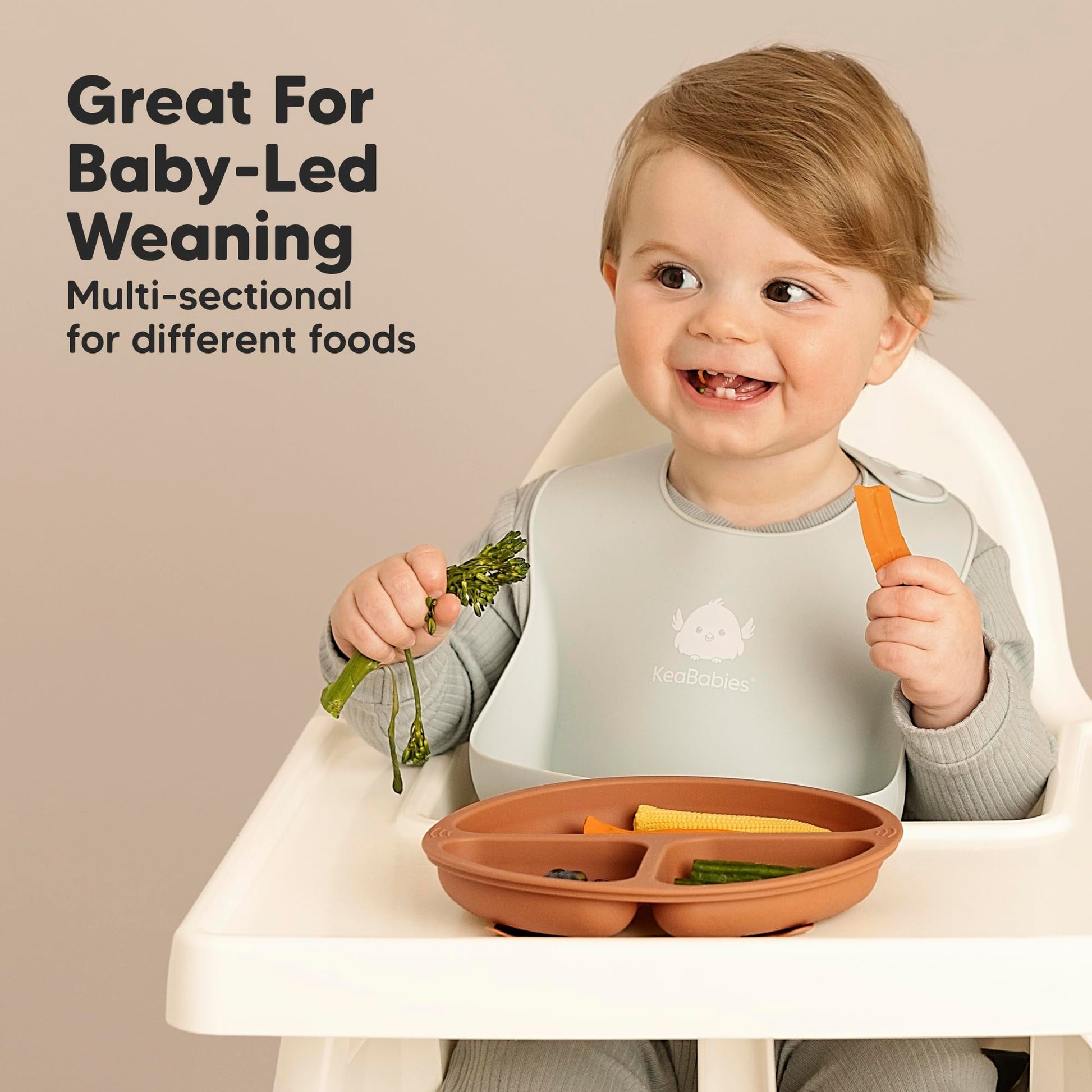 KeaBabies - Placas de succión con tapa para bebé, paquete de 3, 100% silicona, sin BPA, microondas (Popsicle)