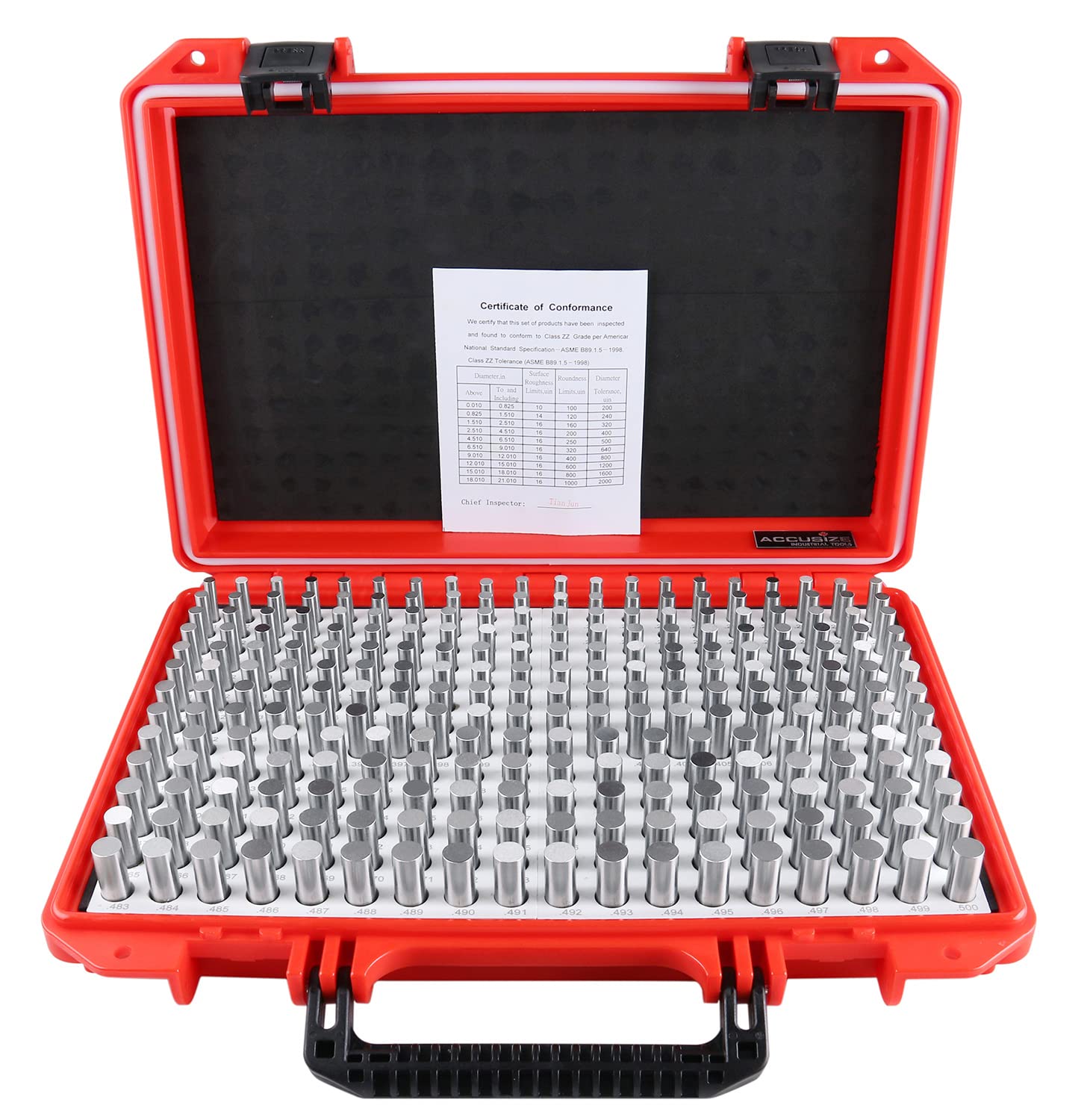 Juego de Clavijas de Enchufe de Acero Accusize Industrial Tools de 0.251-0.500 Pulgadas 250 Piezas Clase Zz M2(-)