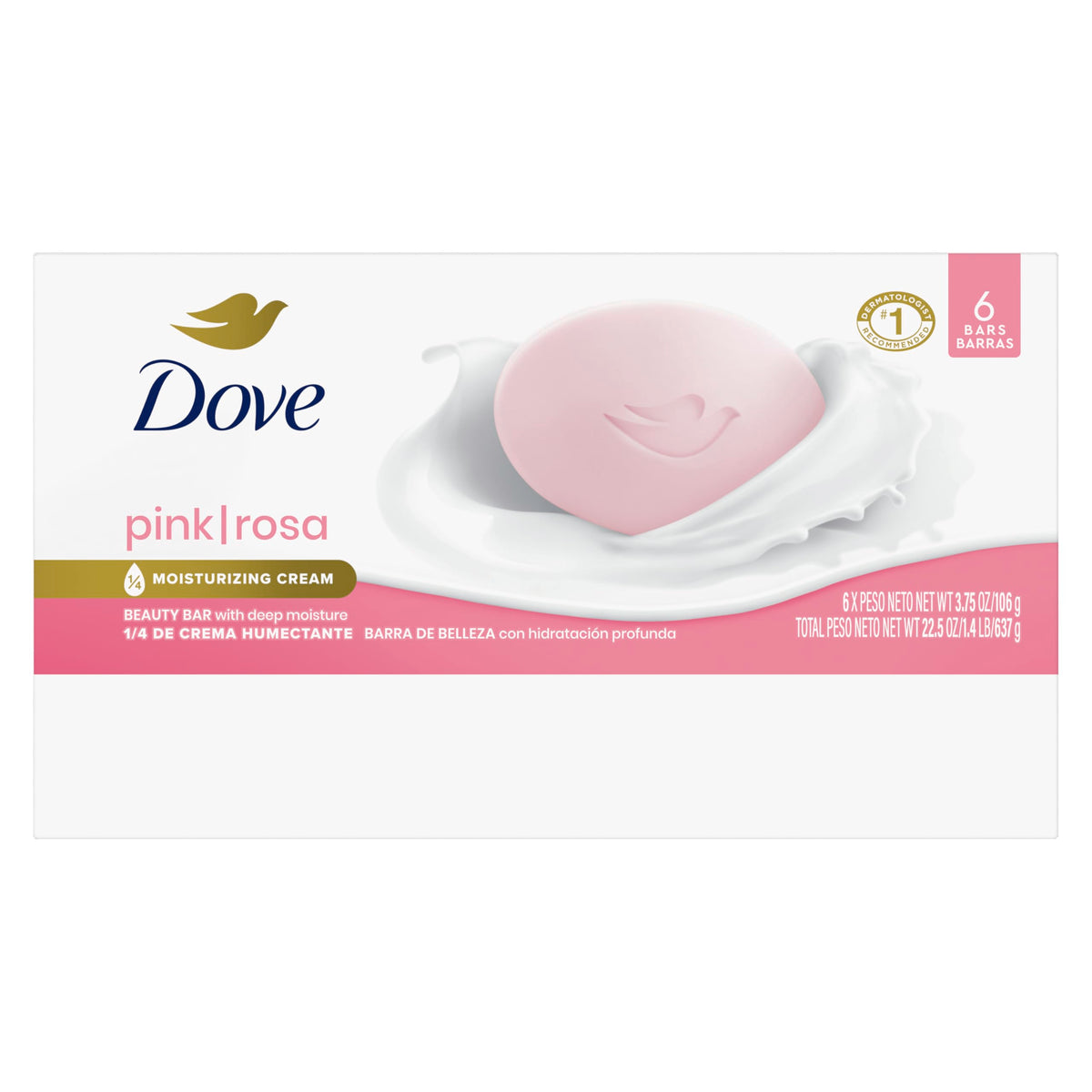Dove Pink/Rosa Beauty Bars, for Women, 6 X 4.25 OZ