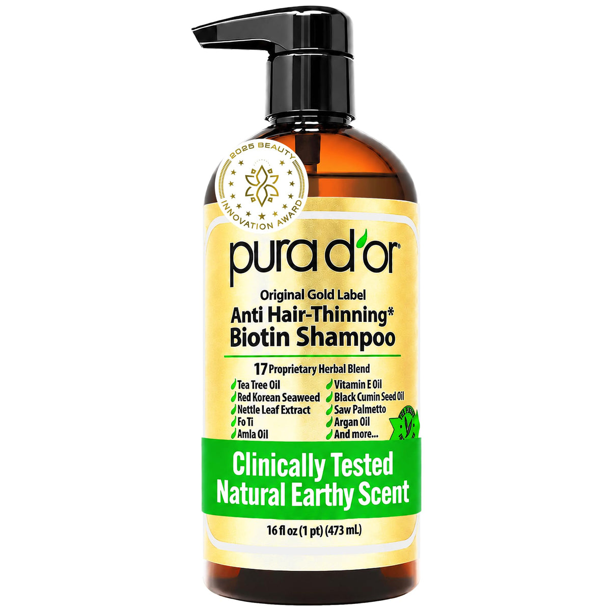 Shampoo PURA D'OR Original Gold Label Argan Oil Biotin Natural para Hombre y Mujer