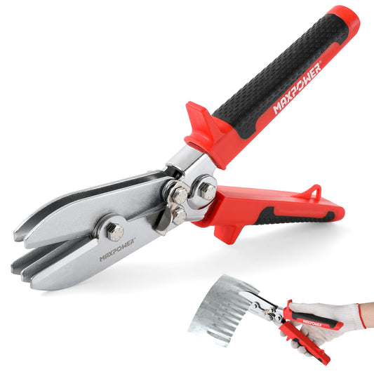 Crimpadora de chapa metálica MAXPOWER, crimpadora de tubos de 5 cuchillas, crimpadora manual de 9,8" para conductos de acero de calibre 24 y acero inoxidable de calibre 26, bajantes y tubos de estufa