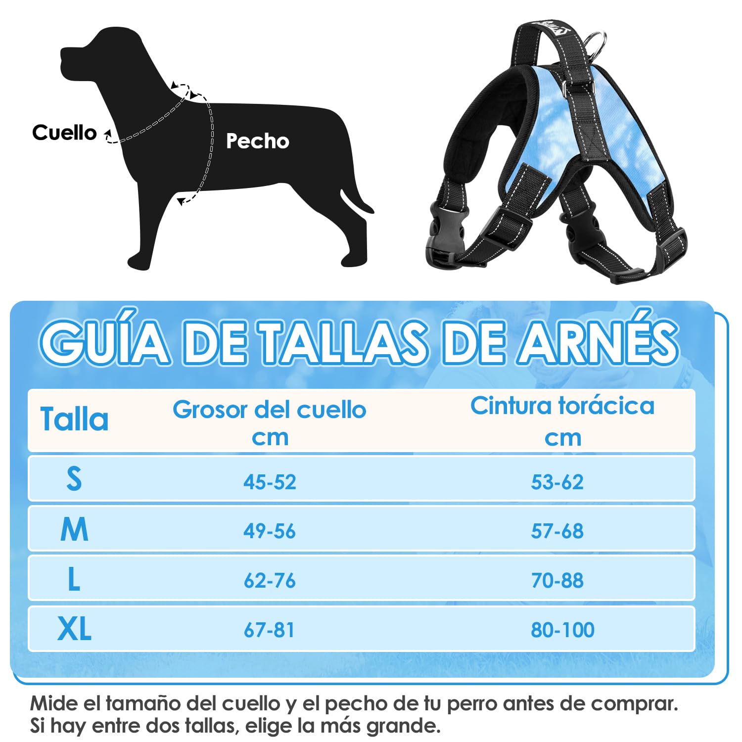 Arnés para Perro SlowTon Celeste Ajustable Reflectante Resistente Transpirable