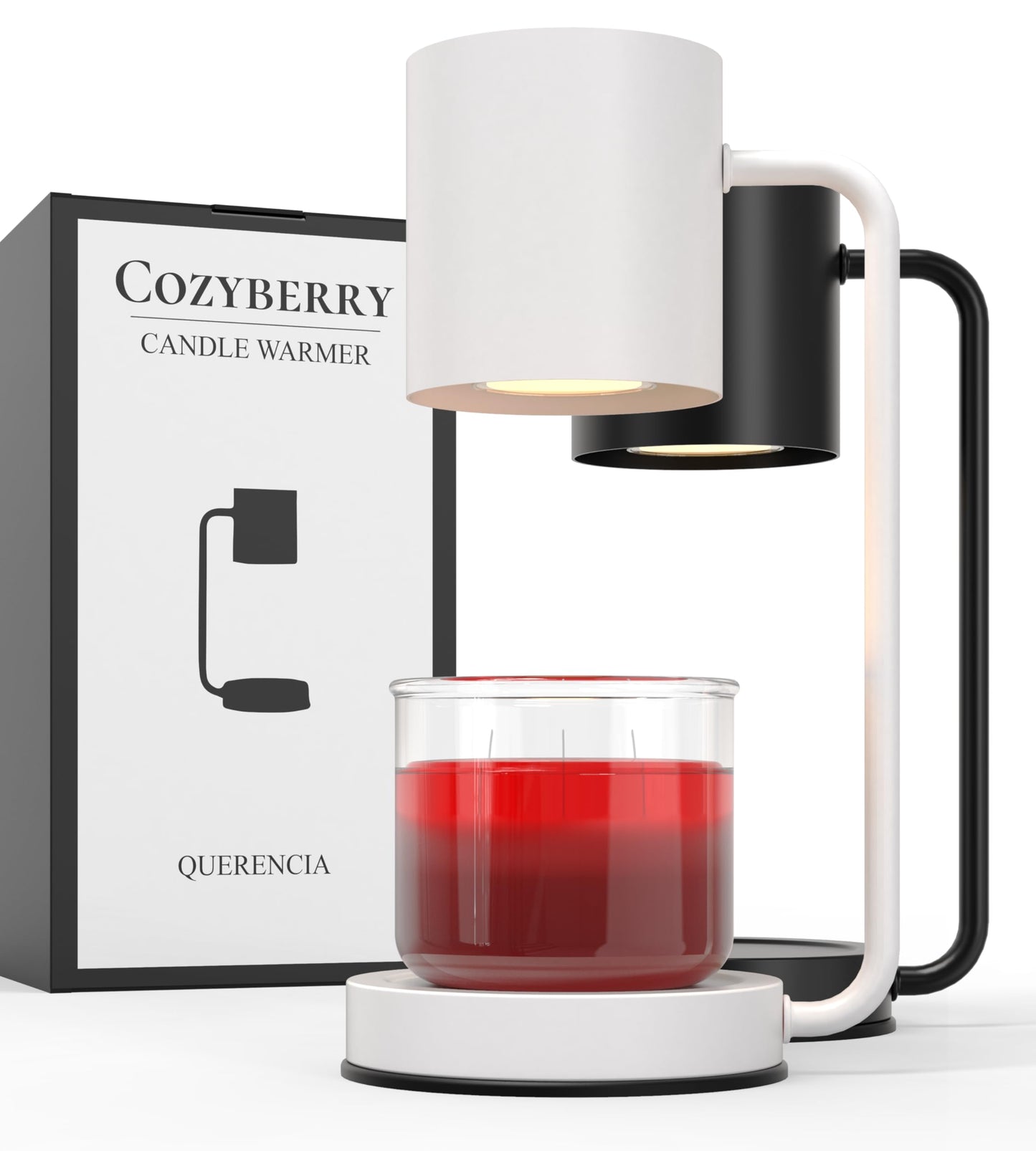 Cozyberry® Querencia - Lámpara calentadora de velas, compatible con Yankee Candle grande, metal, 110-120 V, difusor de velas regulable, tamaño pequeño y grande (blanco)