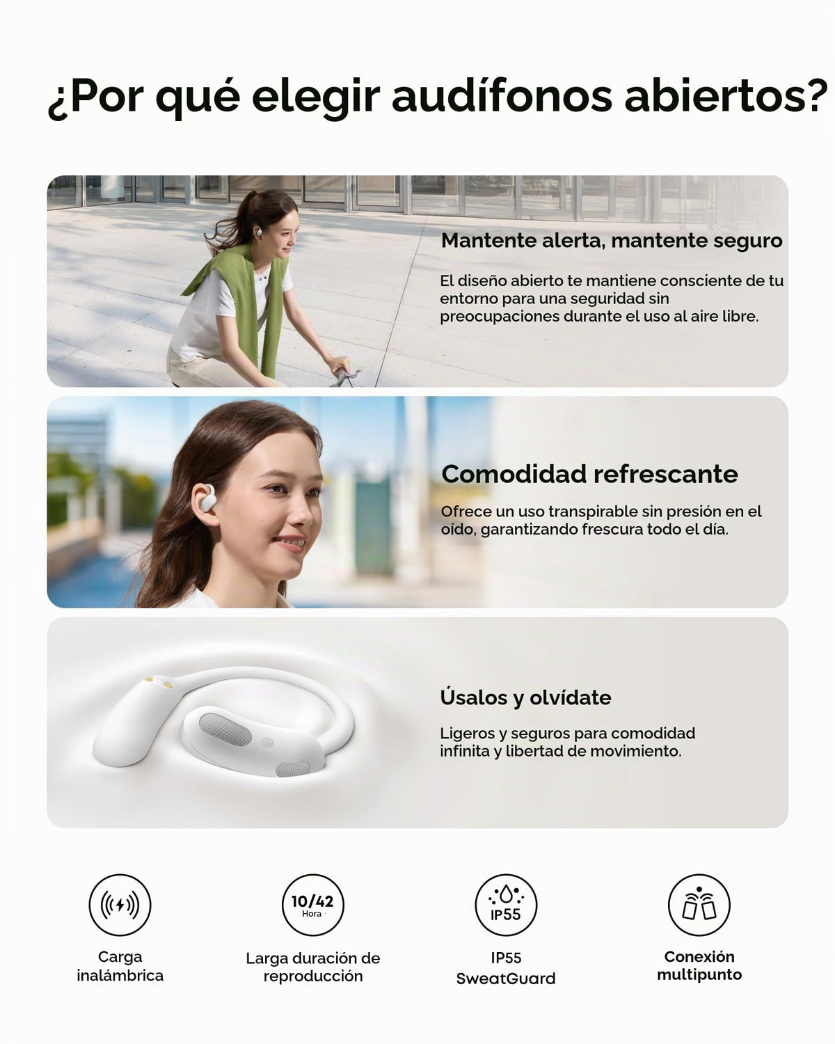 Audífonos de Oído Abierto Soundcore AeroFit 2 Blanco de Anker