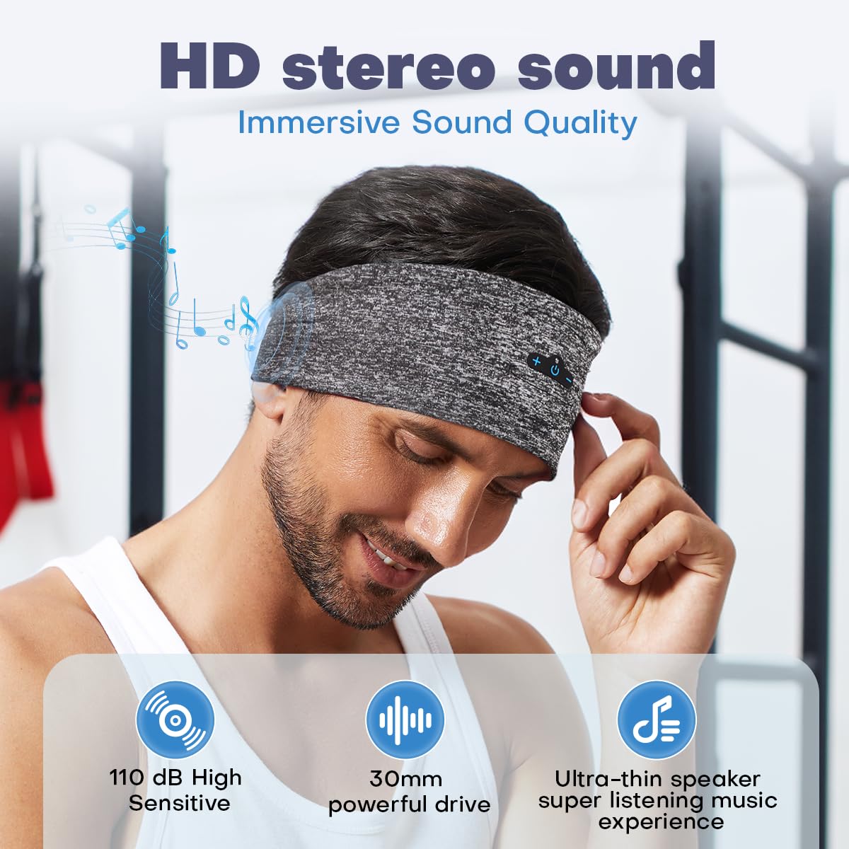 Diadema Bluetooth TOPIEI Negro 17 Horas de Reproducción para Dormir y Entrenar para Hombre y Mujer