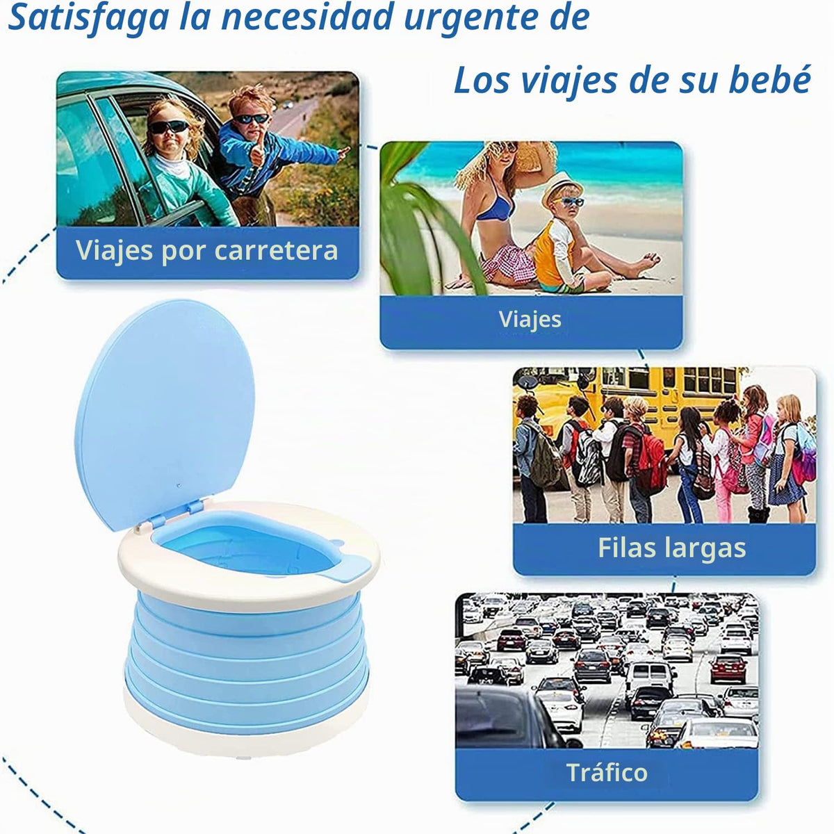 SunnySmile Orinal portátil,plegable para viajes de niños,asiento de inodoro de entrenamiento,inodoro de emergencia,portátil para viajes para coche,camping,al aire última intervensión,interior