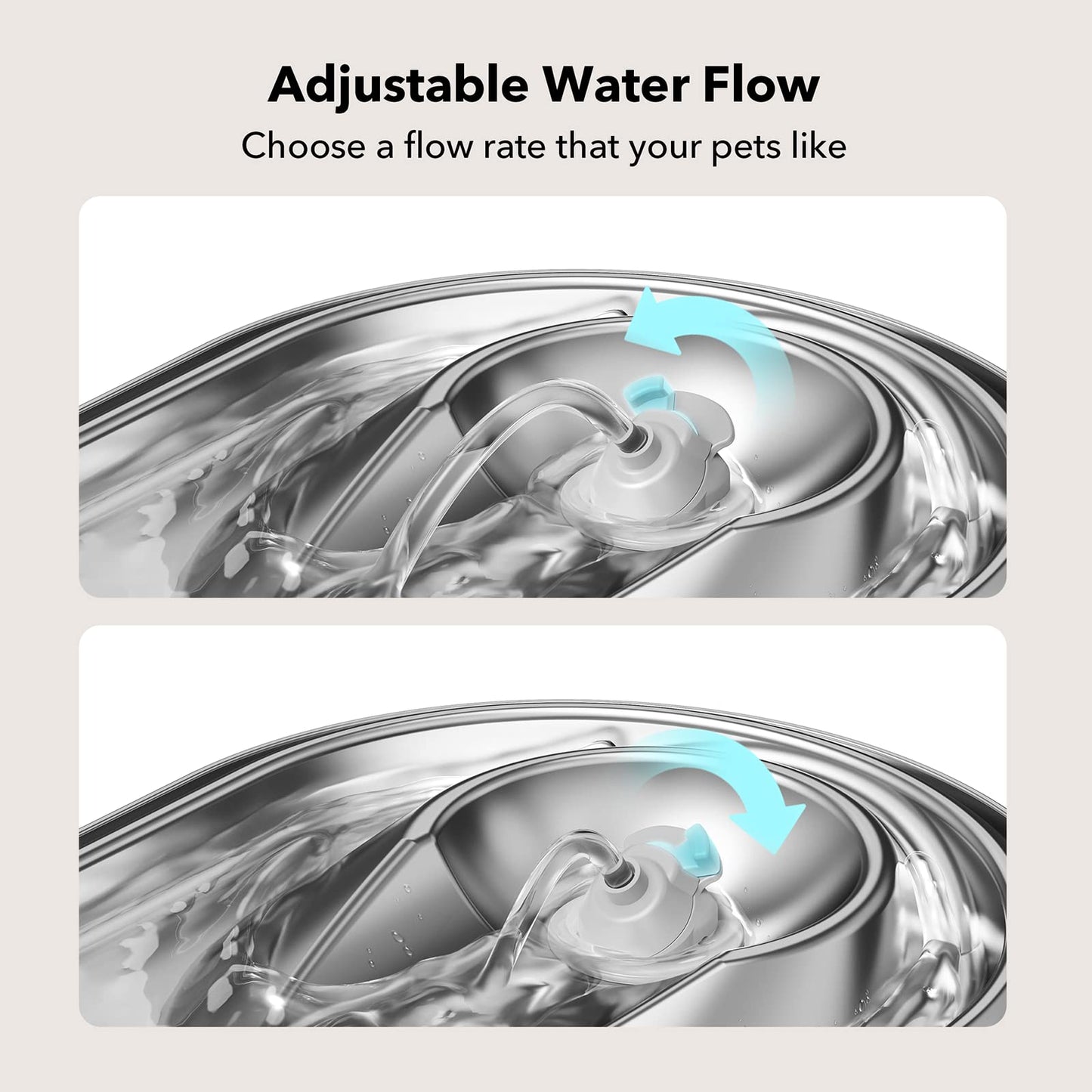 Fuente de Agua PETLIBRO Acero Inoxidable Ajustable Silenciosa para Perros y Gatos