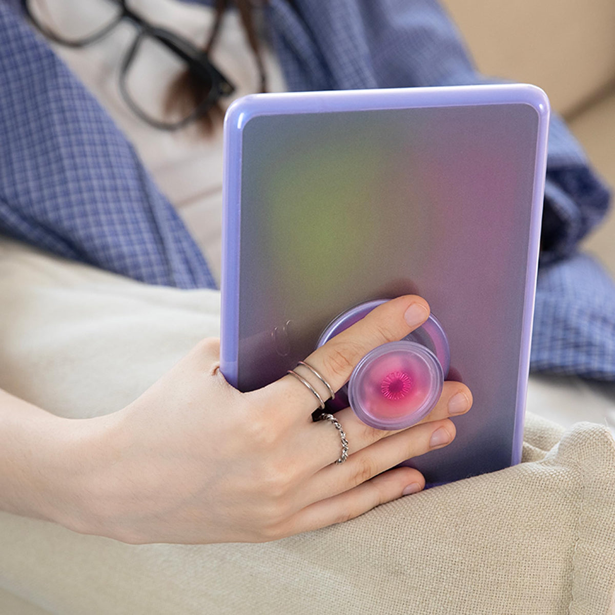Empuñadura para Teléfono PopSockets Rosa con Soporte Magnético y Parte Superior Intercambiable para iPhone MagSafe