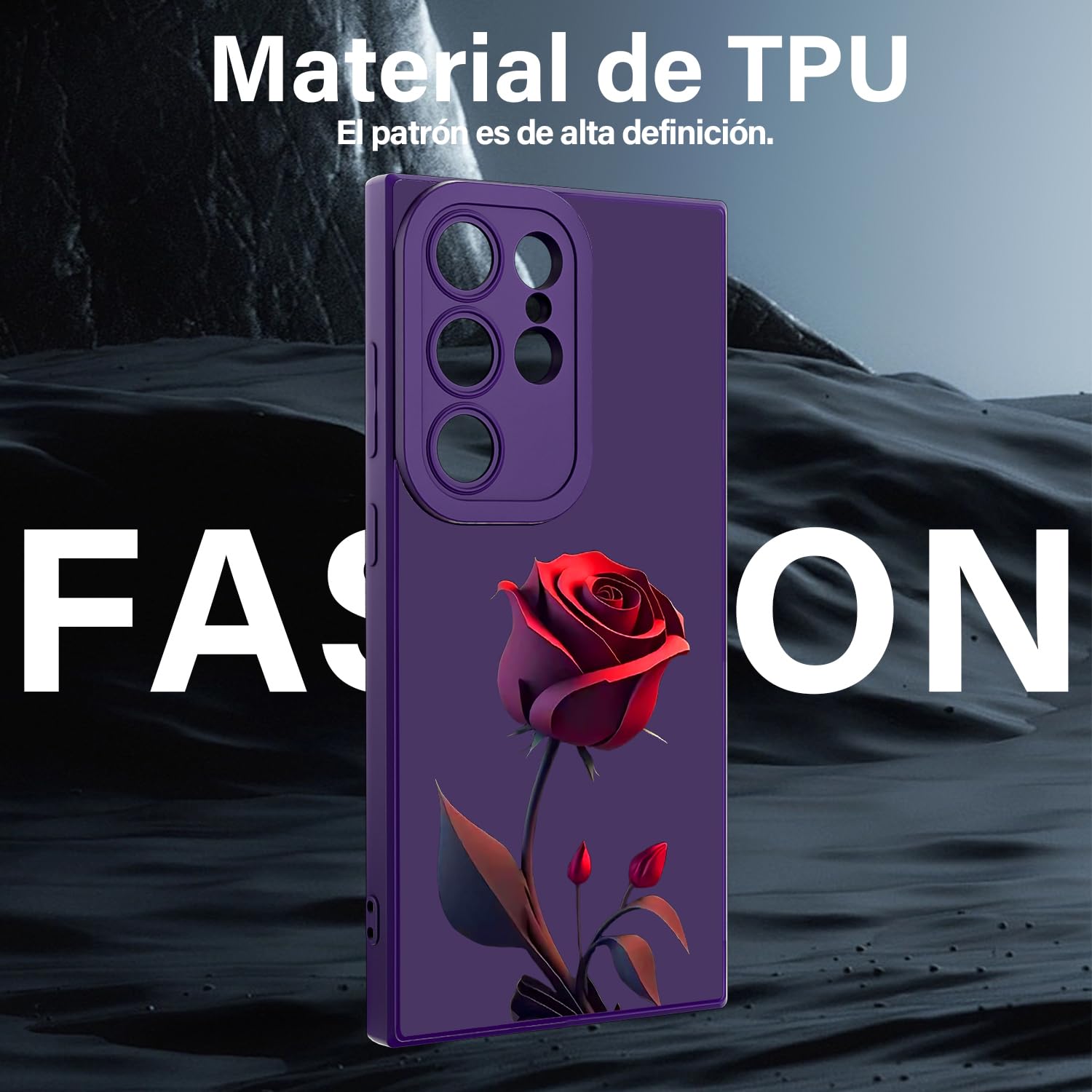 Threehao Funda para Samsung Galaxy S24 Ultra Case Uso Rudo, Ultra Delgado Flexible Silicona Púrpura Carcasa con Aesthetic Dibujos Flores, Antigolpes Anti-arañazos Protectora