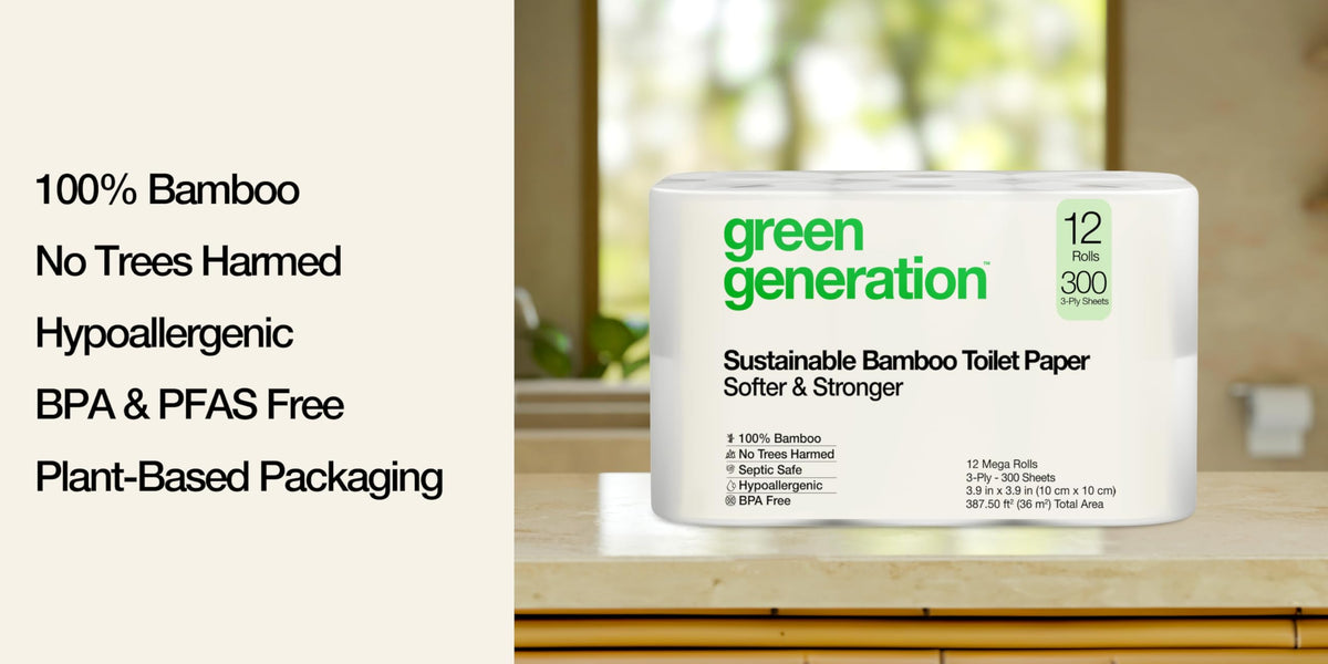 Papel Higiénico Green Generation Blanco Orgánico Sostenible 12 Rollos 3 Capas