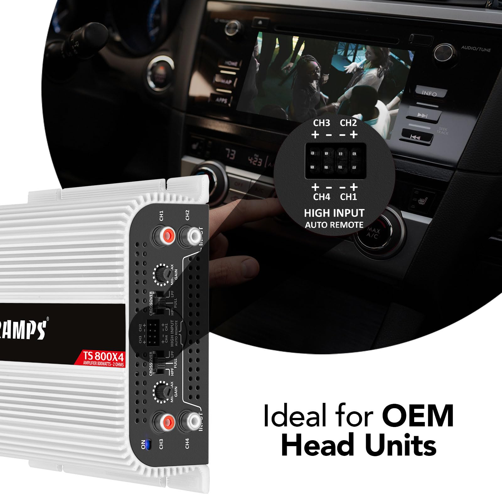 Amplificador de Sonido Taramps TS 800x4 4 Canales 2 Ohmios 800 W RMS para Auto
