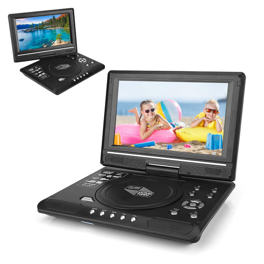 Bewinner 9.8 '' LCD DVD Player, 3in1 HD Reproductor de DVD portátil (Receptor de Radio DVD/TV/FM), 270 girados de Manera Flexible Reproductor de DVD CD Adecuado para Hogar, Coche, Camping