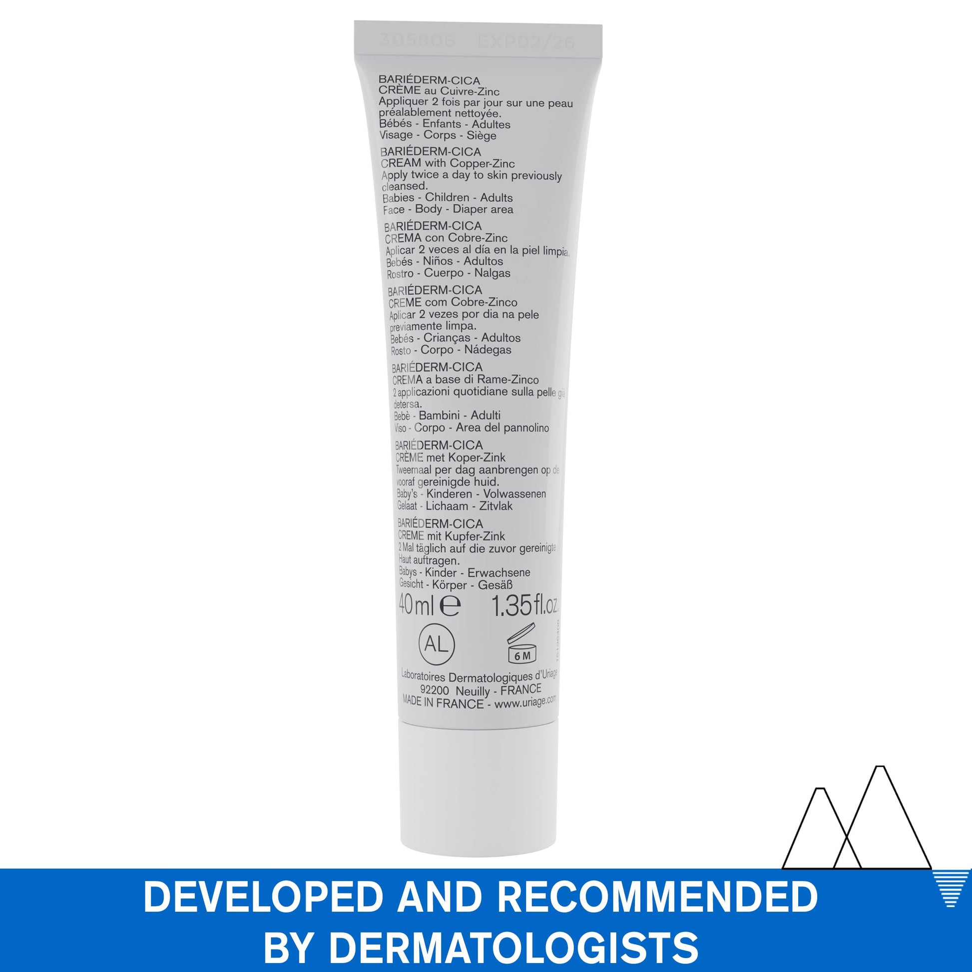 Crema Reparadora Uriage Bariederm-Cica 40ml cobre-zinc y D-pantenol para pieles dañadas