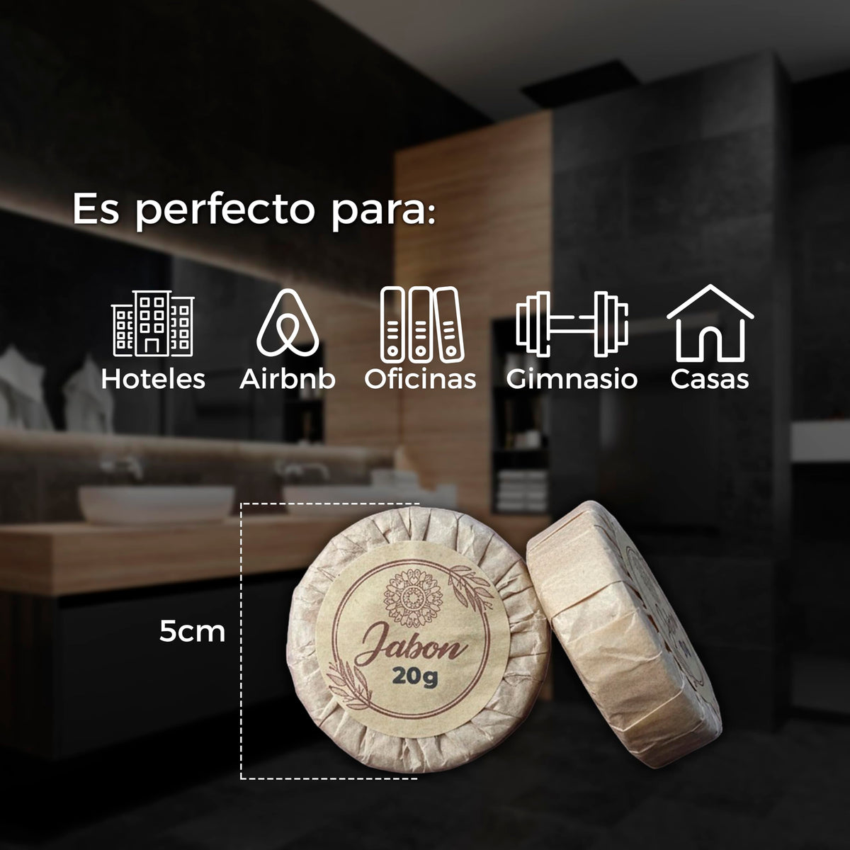 Caja de Jabón Corporal de 20g Con 500 Piezas, Mini Jabones Redondos Relajantes, Ideal Para Hoteles, Airbnb, Posadas, Hospitales, Spa, Jabon de Baño, Jabón Corporal Ecospa (Flora)