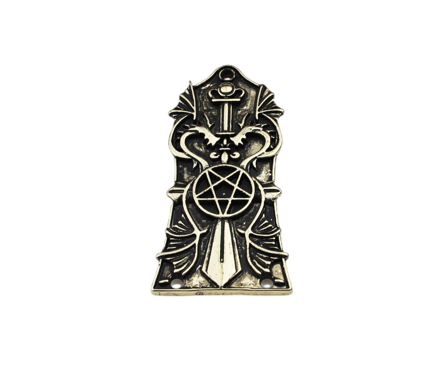Guyker - 1 funda para cabeza de guitarra, 3 agujeros, aleación de zinc, cubierta para barra para guitarra GIB LP, accesorios de guitarra, JA3003, oro antiguo