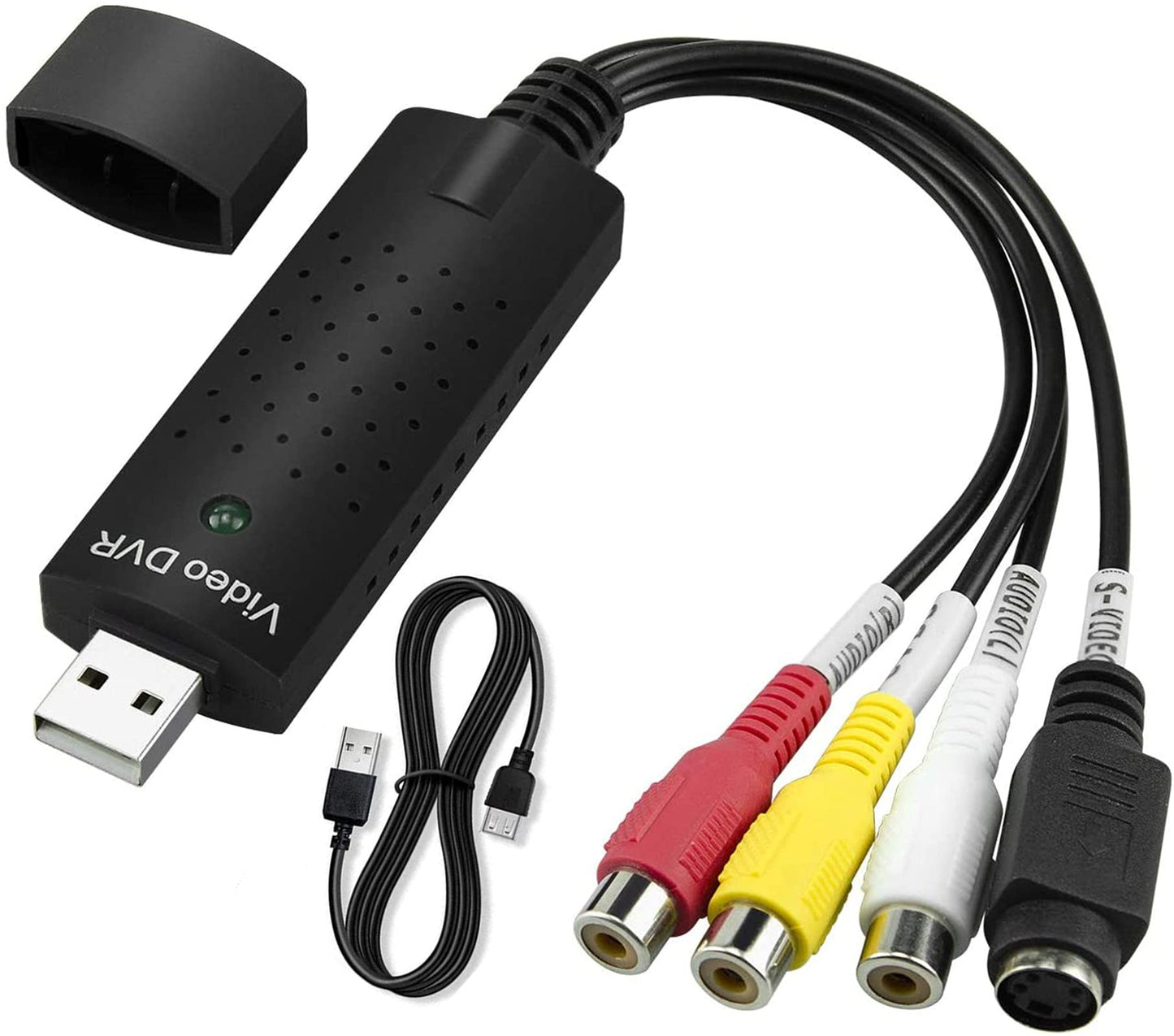 Dispositivo de tarjeta de captura de video, convertidor de audio / video USB 2.0: digitalice y edite video desde cualquier fuente analógica, incluidos VCR, VHS, DVD Adaptador USB2.0 Audio Grabber VHS VCR Convertidor de TV a DVD para PC con Windows
