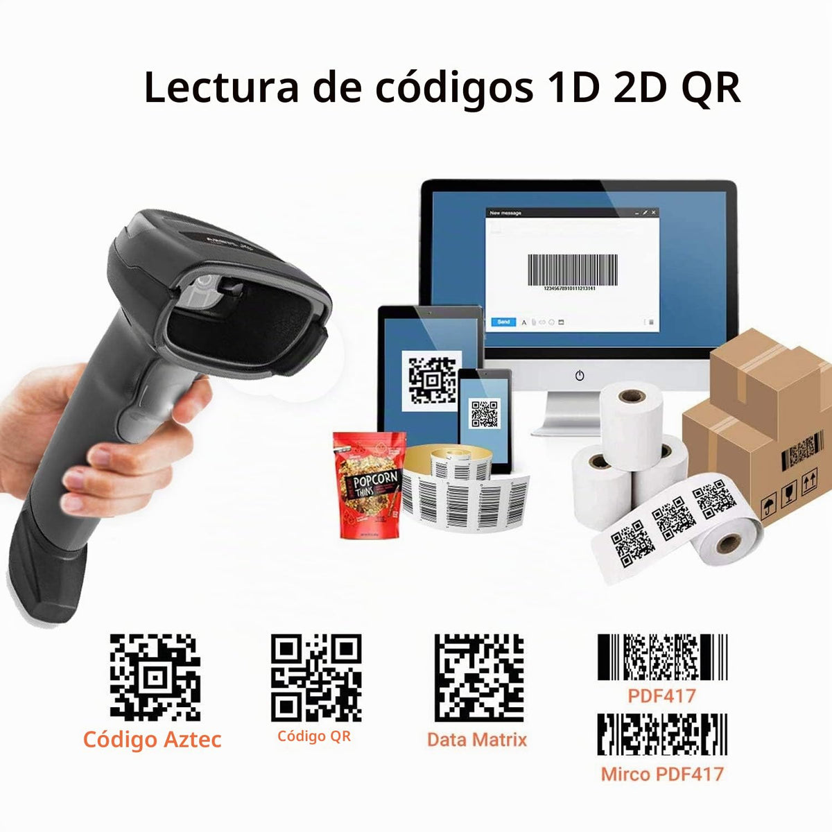 Lector Imager Zebra DS2208 Negro con Cable USB 1D/2D Sin Base