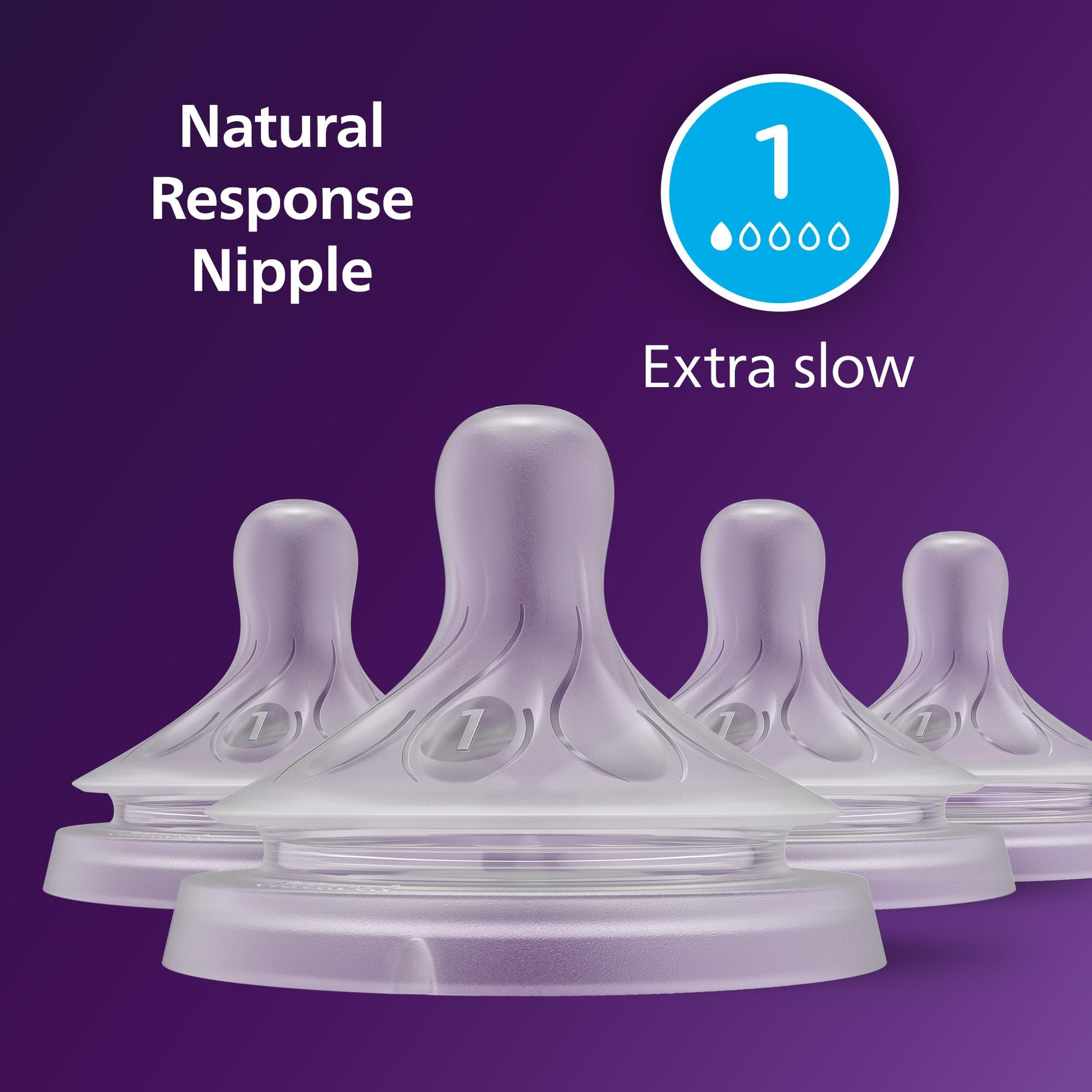 Pezones Philips Avent Respuesta Natural Flujo Extra Lento Paquete de 4
