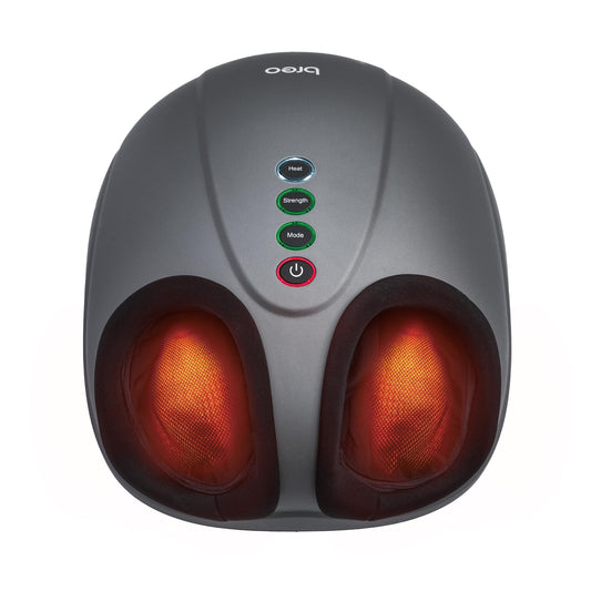 Breo Máquina masajeadora de pies con calor, Shiatsu de tejido profundo, masaje rodante para alivio, se adapta a pies hasta hombres talla 12