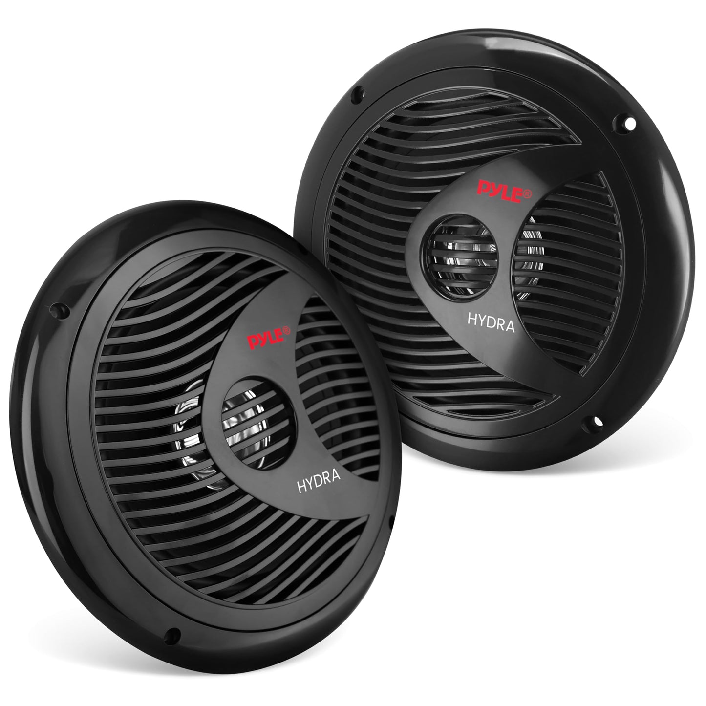 Pyle bocinas marinas dobles de 6.5 pulgadas. Sistema de sonido estéreo para exteriores resistente al agua. 2 vías. Potencia 150 watts. 1 par. Negro