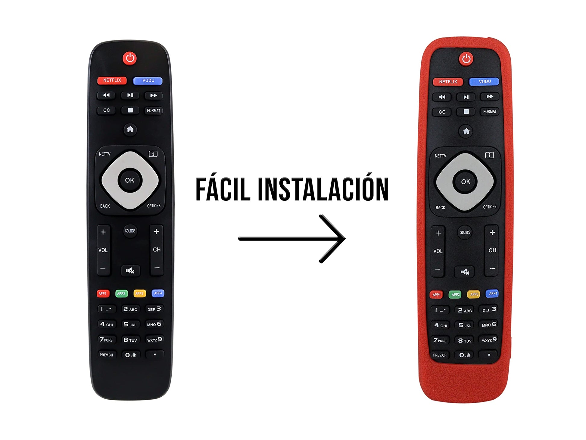 Funda para Control Philips Smart TV 4k Silicon (Rojo)