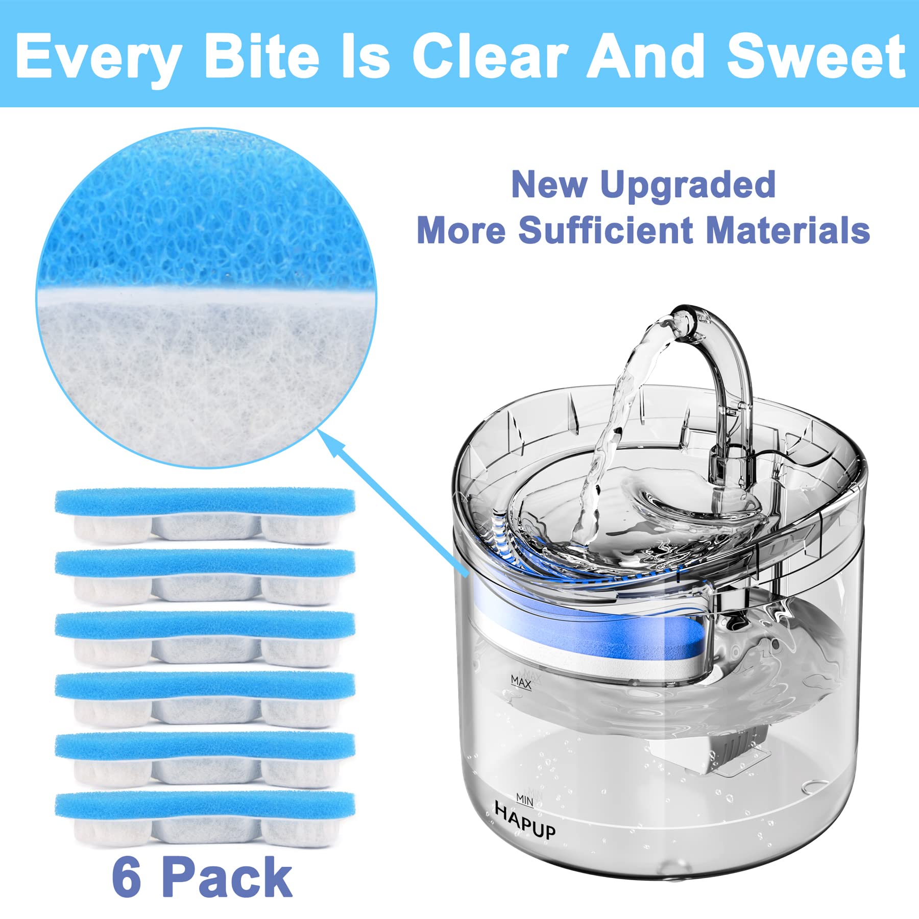 Filtro de fuente de agua para gatos de repuesto, filtro de fuente de gato en forma de arco, seguro, lavable, filtros de fuente de agua de animales con 4 sistemas de filtración para Dog Kitty Spout Cat