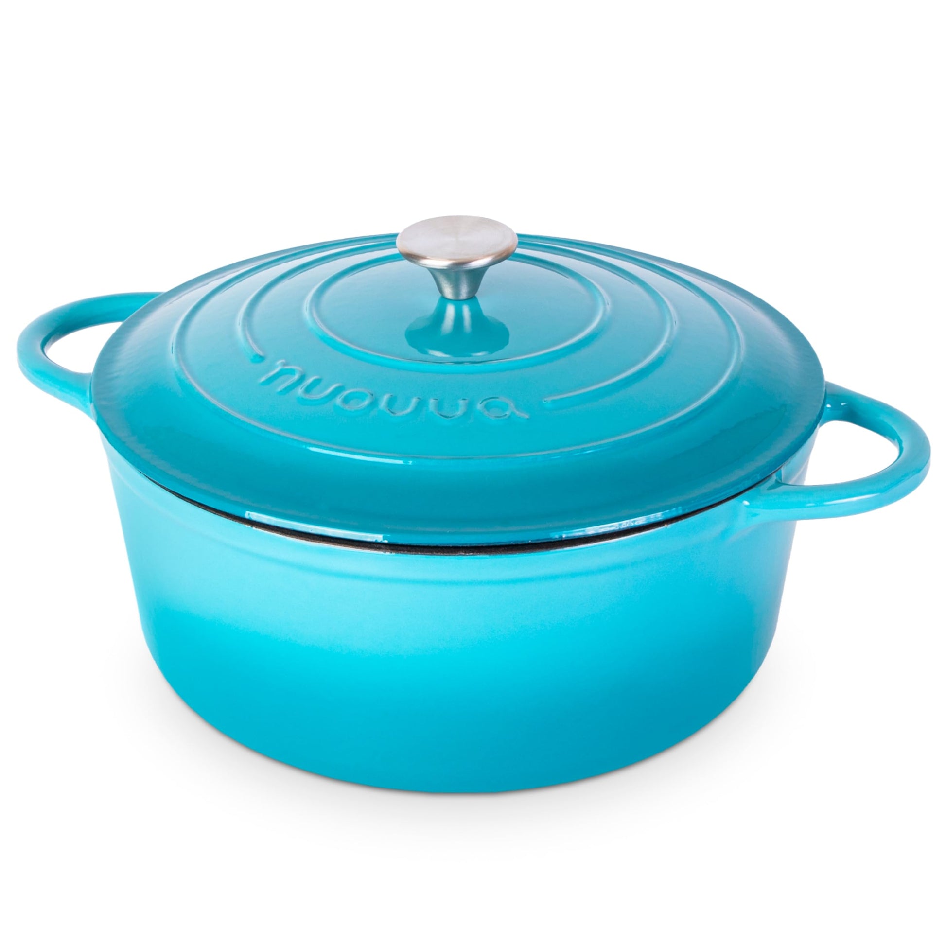 Nuovva - Horno holandés de hierro fundido con tapa - Cacerola esmaltada antiadherente - Utensilios de cocina resistente para horno holandés - Azul, 7.3 cuartos de galón, 30 cm