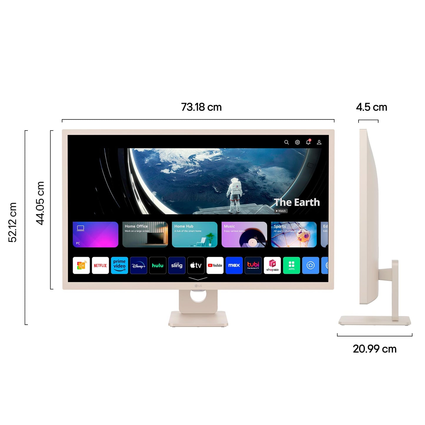 LG MyView 32SR50F-W, Smart Monitor 32" IPS Full HD (1920 x 1080), webOS 23, 100 Hz Uso de Home Office, IA Concierge, Bocinas estéreo de 5W x2, Panel de Inicio ThinQ, Diseño - Blanco