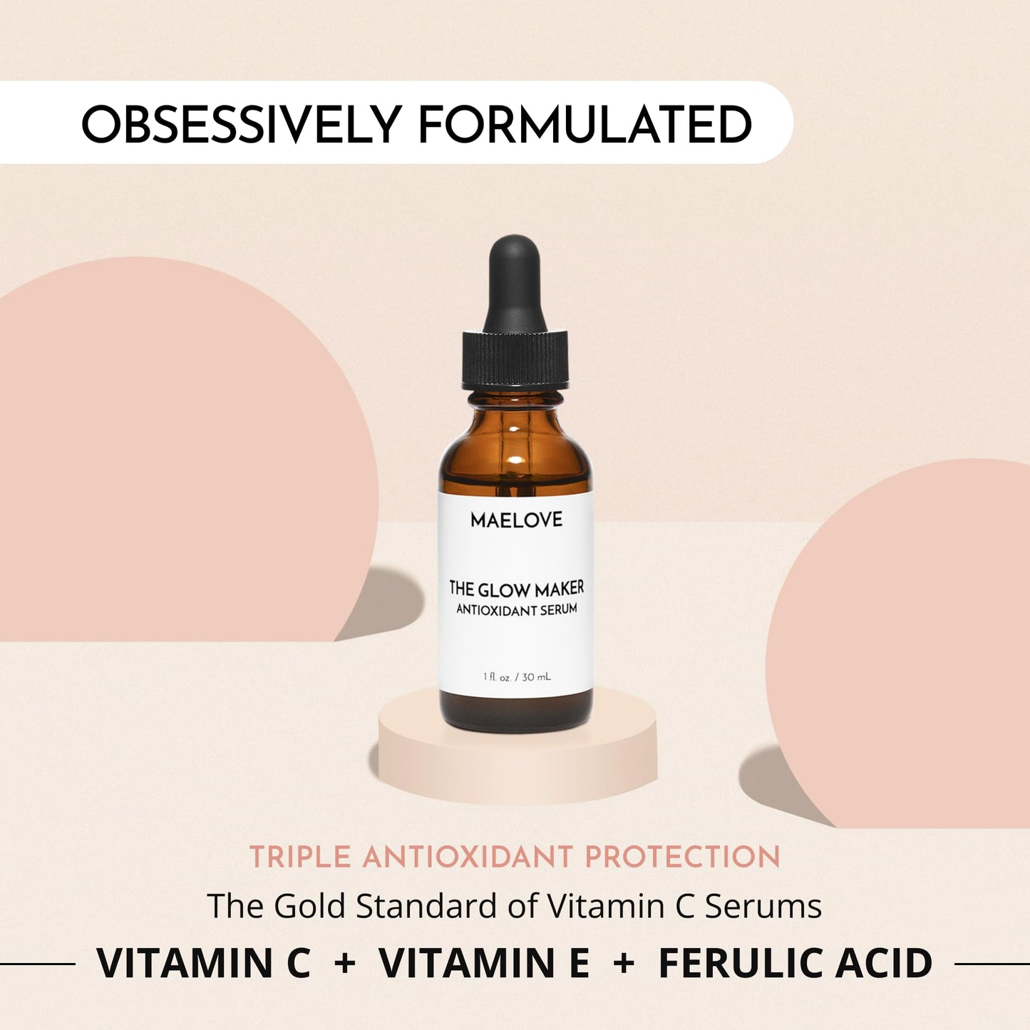 Suero de vitamina C, Glow Maker con vitaminas C, E, ácido ferúlico y hialurónico, sin fragancia, galardonado suero facial iluminador e hidratante, 1.0 fl oz
