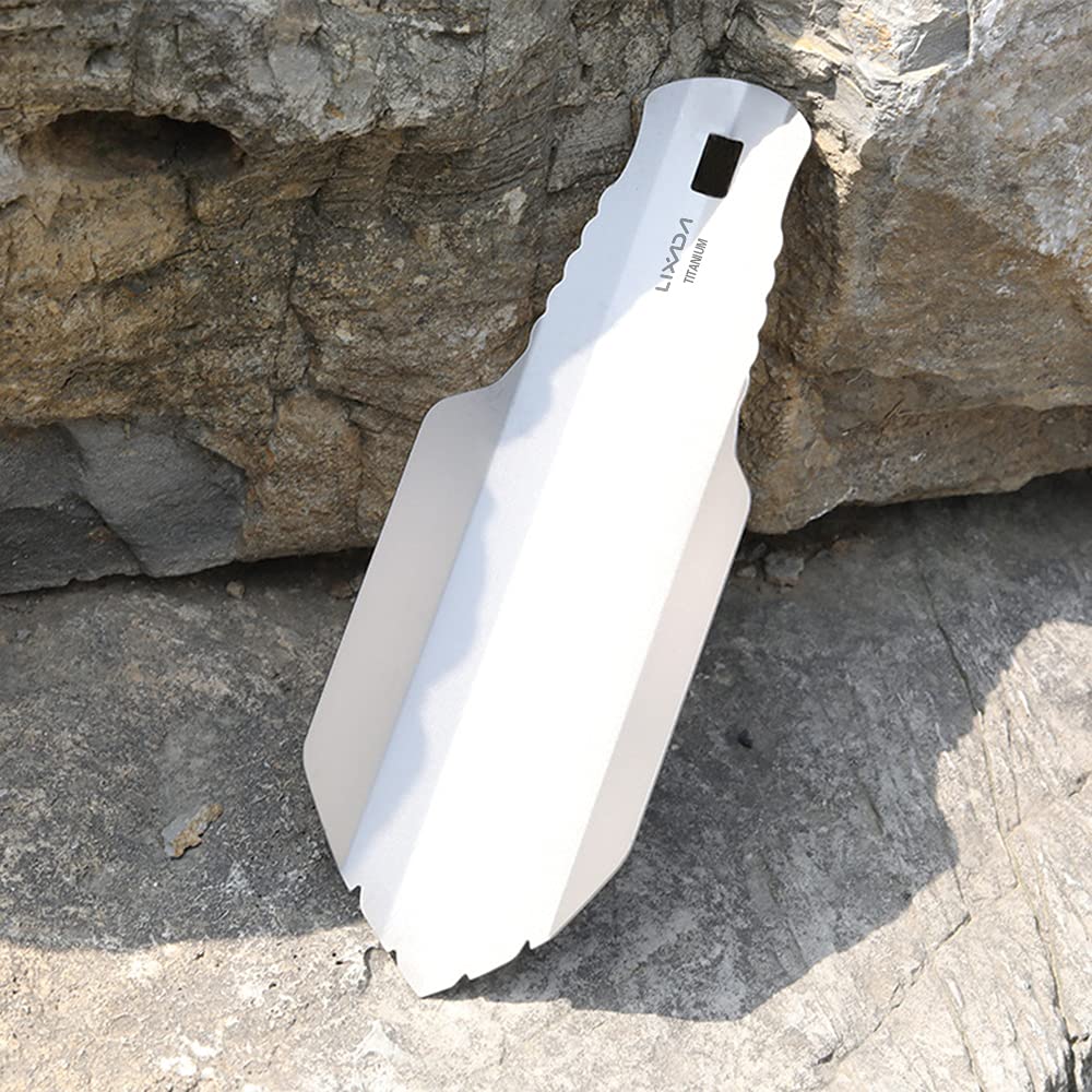 Lixada Pala de camping ultraligera de 1.2 onzas, pala de titanio, pala de senderismo para uso al aire libre en campamentos