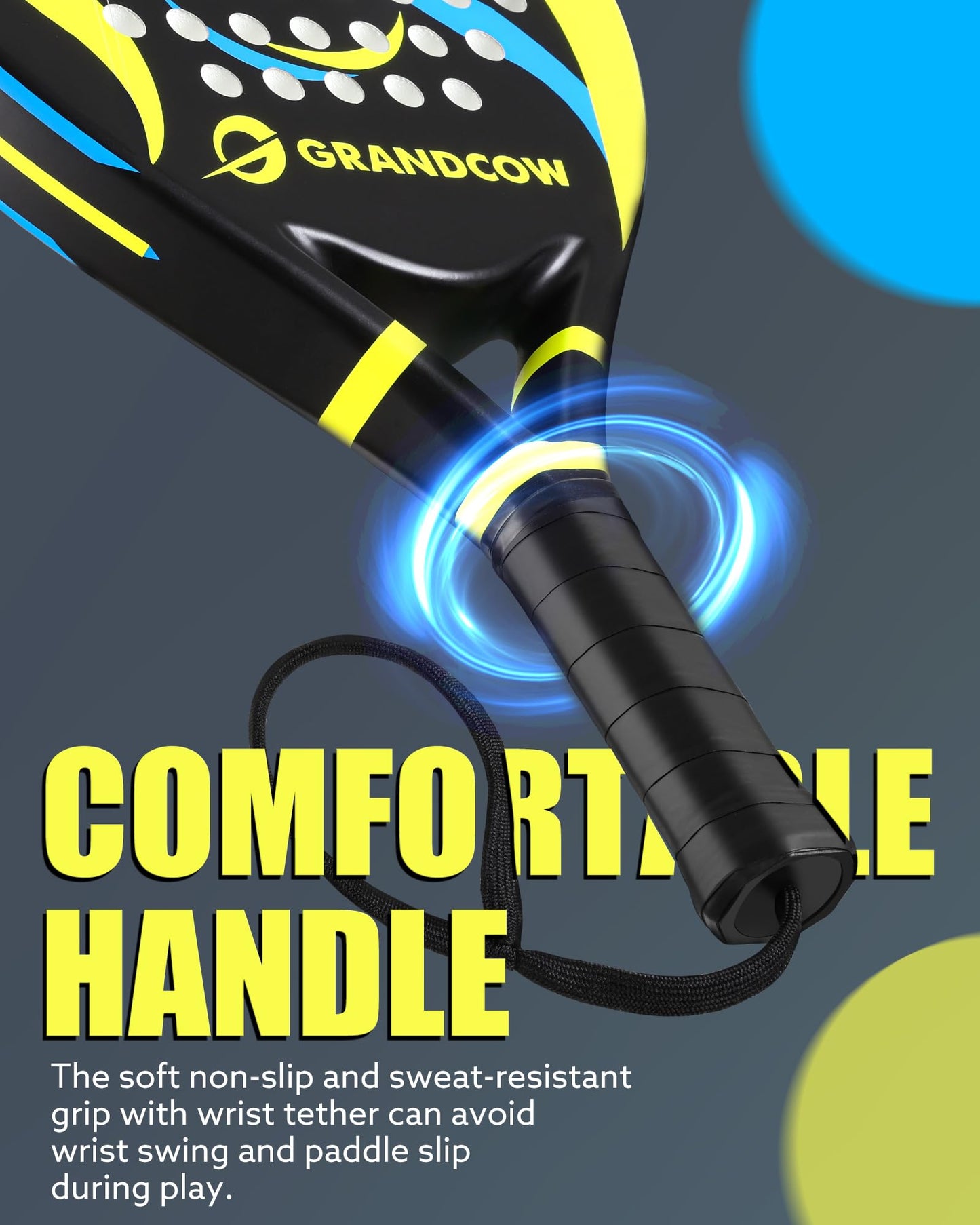 Raqueta de Padel POP Negro Fibra de Carbono Power Lite EVA Foam para Principiantes