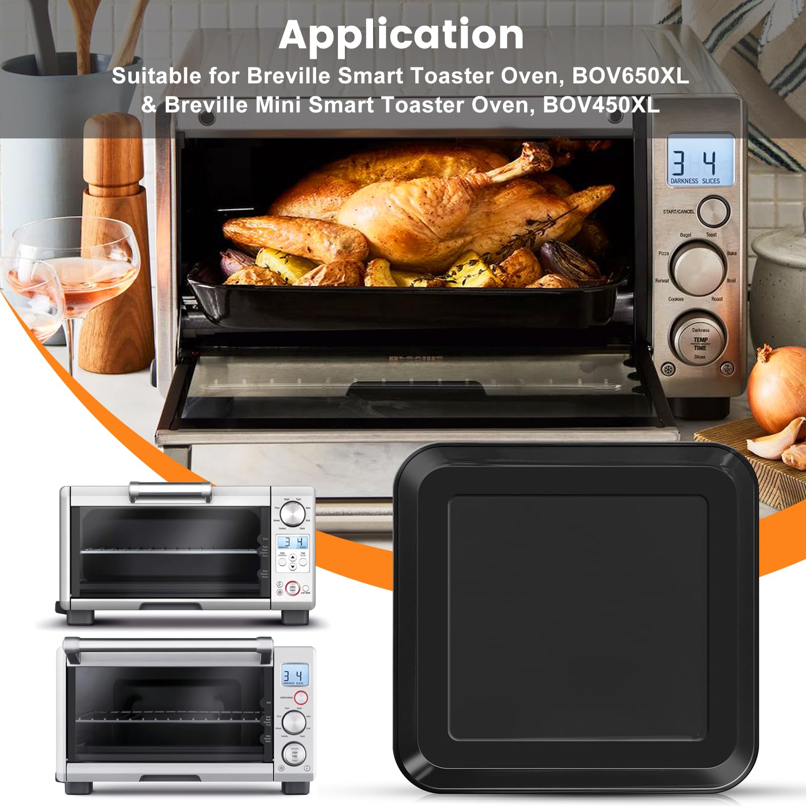 Bandeja para Hornear de Esmalte Breville Blanca para Horno Tostador Compacto Compatible con Mini Smart