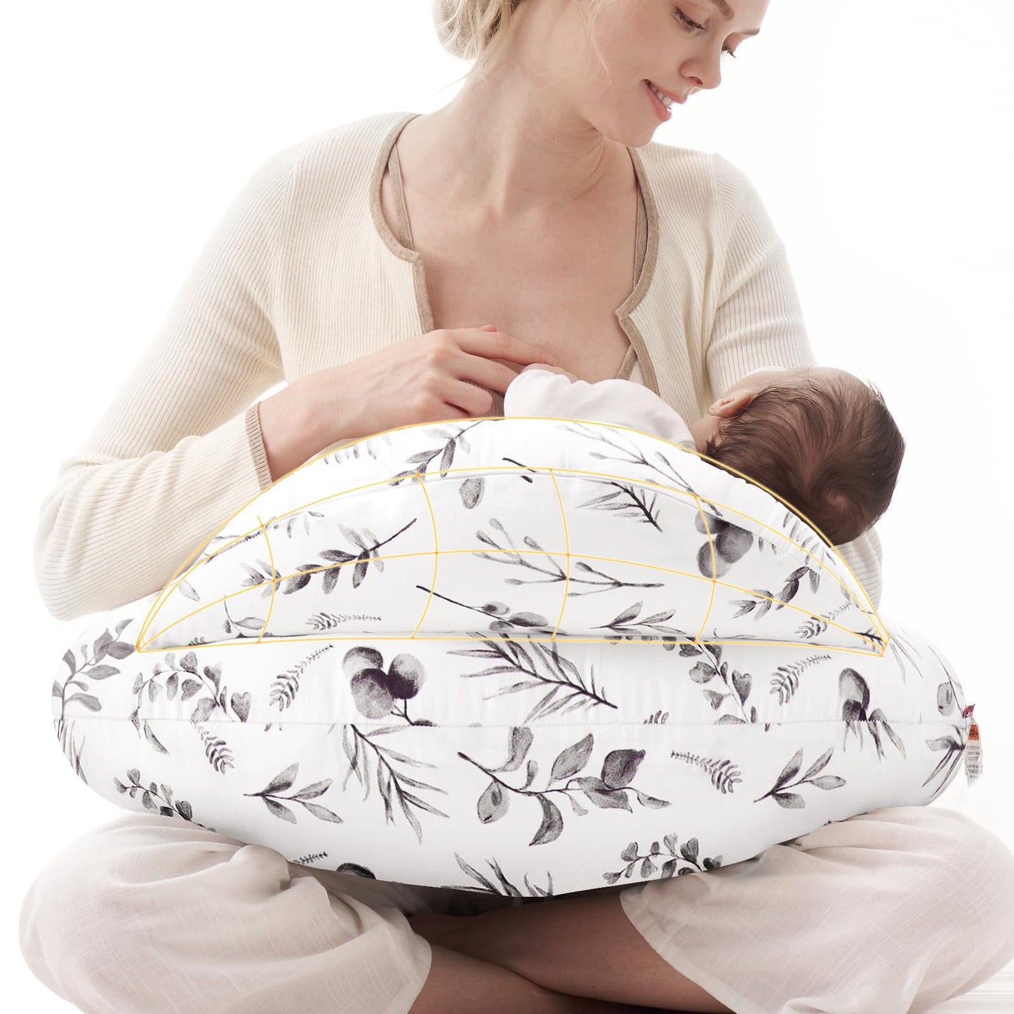 Momcozy Almohada de Lactancia con Protección Innovadora para Amamantar - Almohada de Alimentación Más Ancha para Mayor Apoyo para Mamá y Bebé - Lactancia Más Fácil y Manos Libres - Se Ajusta a Todas