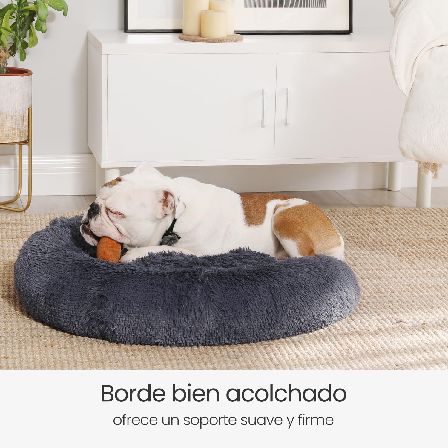 Cama de Perros Feandrea Gris Oscuro con Cojín Central Extraíble y Lavable