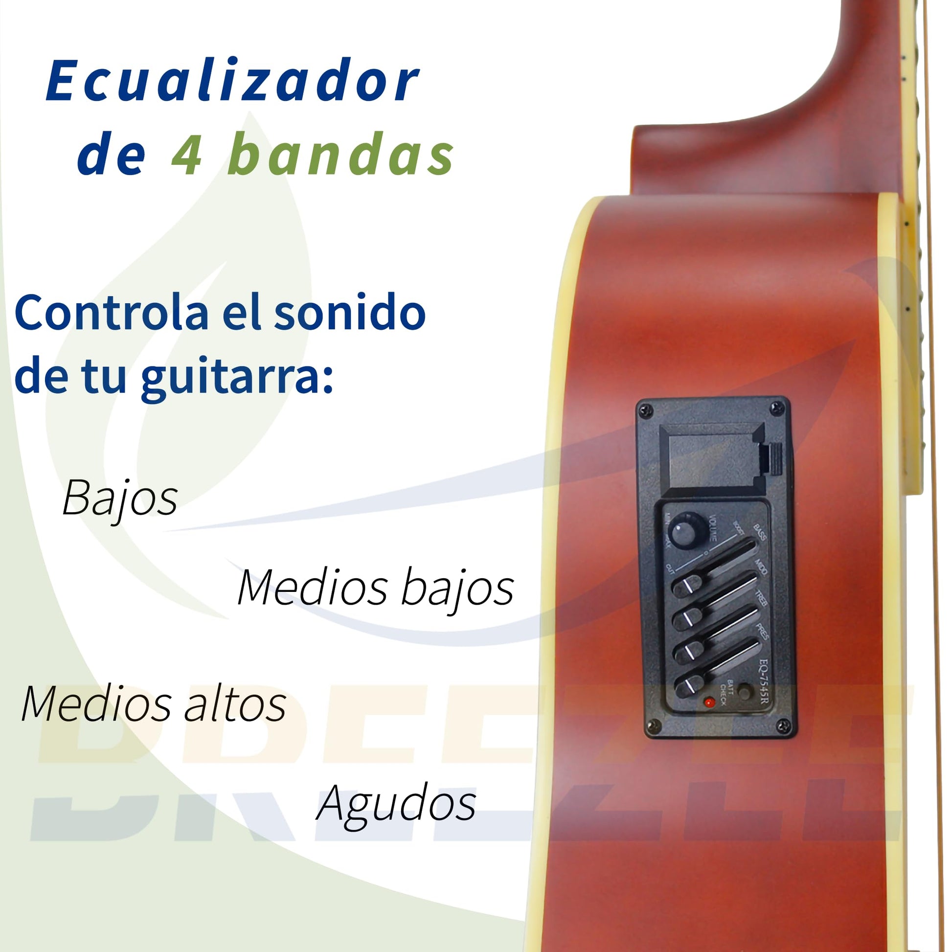 BREEZEE Guitarra Electroacústica de 41 Pulgadas con Cuerdas de Metal, Ecualizador de 4 Bandas, Incluye Funda, Afinador, Cuerdas Extra, Cable Auxiliar y Más, Guitarra Para Expertos Y Principiantes