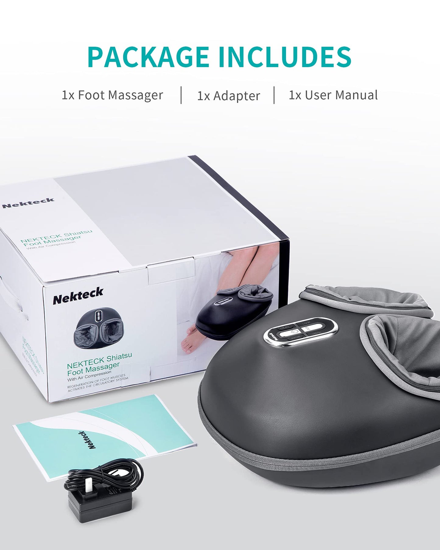 Máquina Masajeadora de Pies Nekteck con Calor Calmante e Intensidad Ajustable para Masaje Shiatsu en el Hogar u Oficina