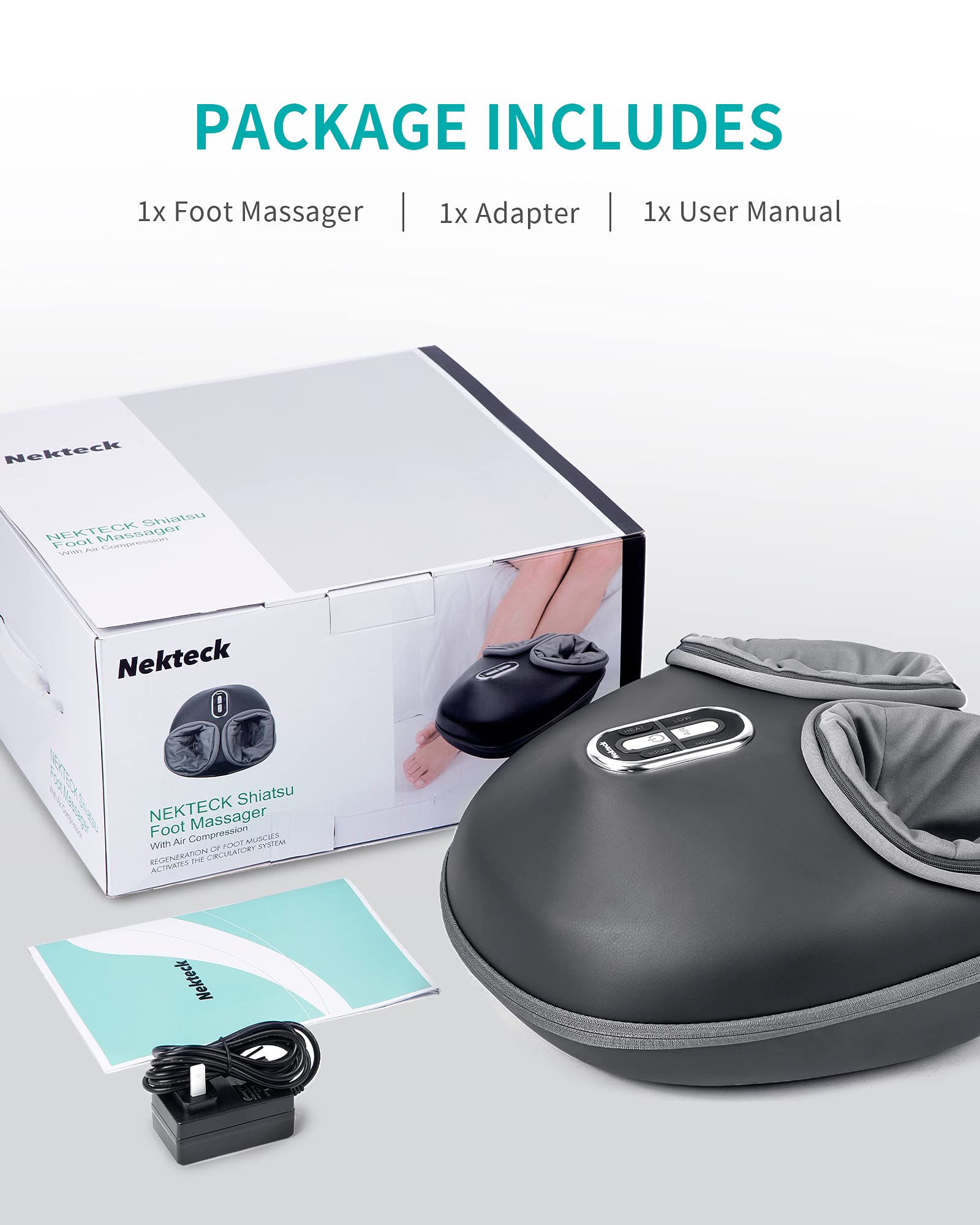 Máquina Masajeadora de Pies Nekteck con Calor Calmante e Intensidad Ajustable para Masaje Shiatsu en el Hogar u Oficina