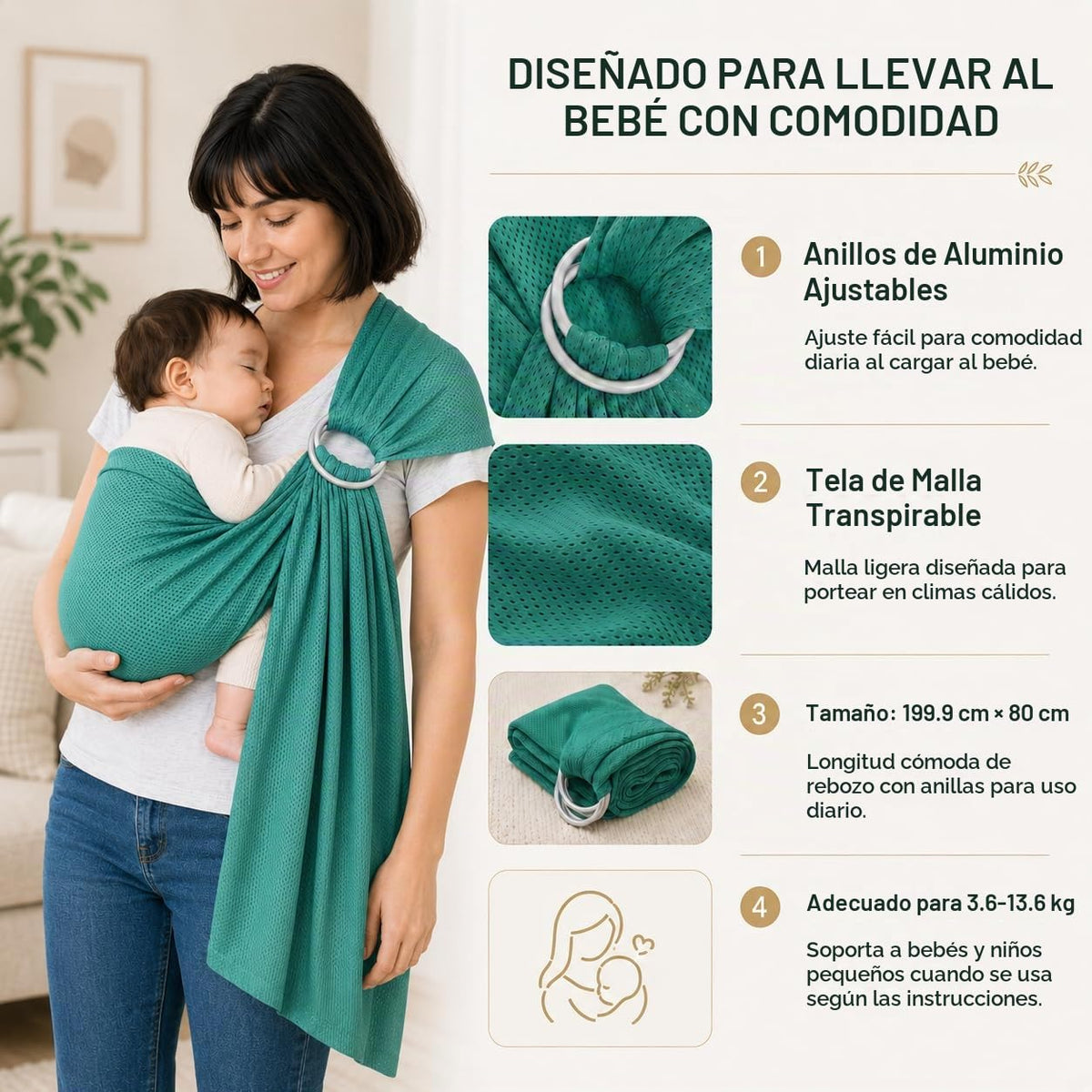 Vlokup - Portabebés de anillo de agua para bebé, malla ligera y transpirable para bebés, recién nacidos, niños y niños pequeños, perfecto para verano, natación, piscina, playa, ideal para papá