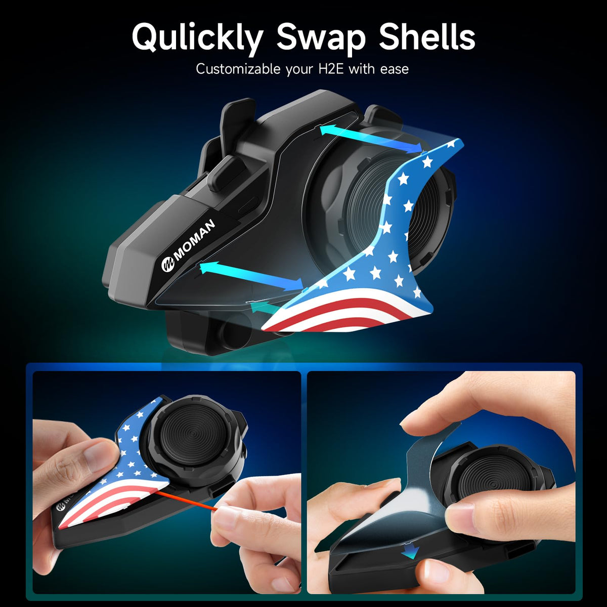 Intercomunicador Moman G4 Verde Oscuro con Conchas Intercambiables para Hombre