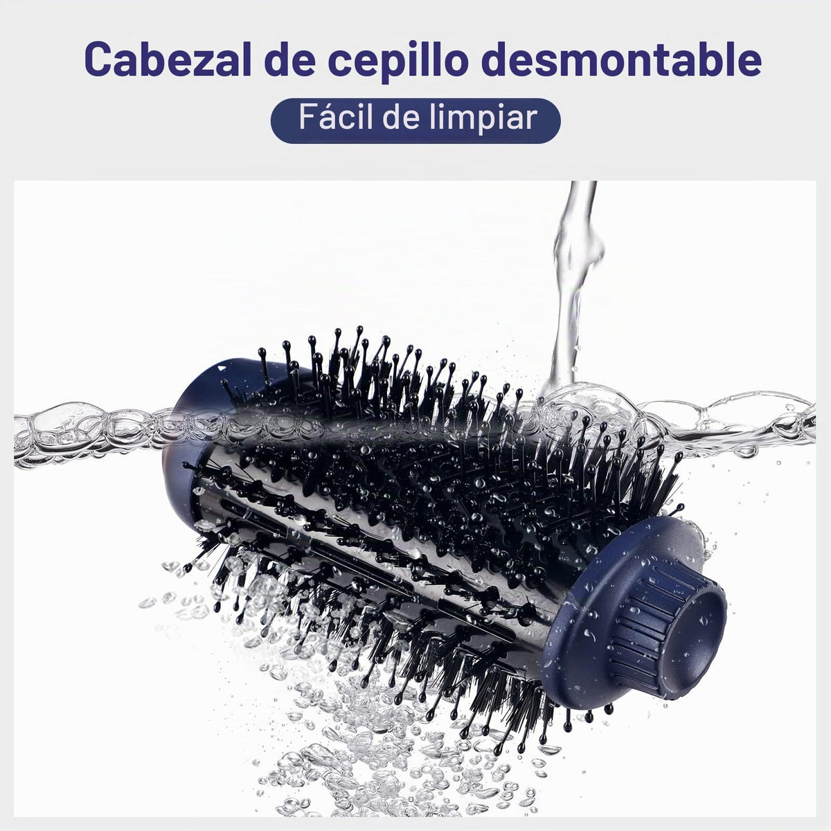 Juego de Cepillos IG INGLAM Azul de Prusia 4 en 1 con Secador de Pelo Desmontable de Iones Negativos y Voluminizador Estilizador