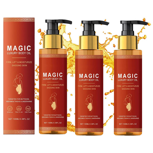 3Pcs Magic Body Oil, Aceite Hidratante y Reafirmante, Con Vitamina E, Aceite de Rosa Mosqueta y Aceite de Almendras, Rellena, Reafirma e Hidrata la Piel de Brazos, Escote, Muslos y Abdomen