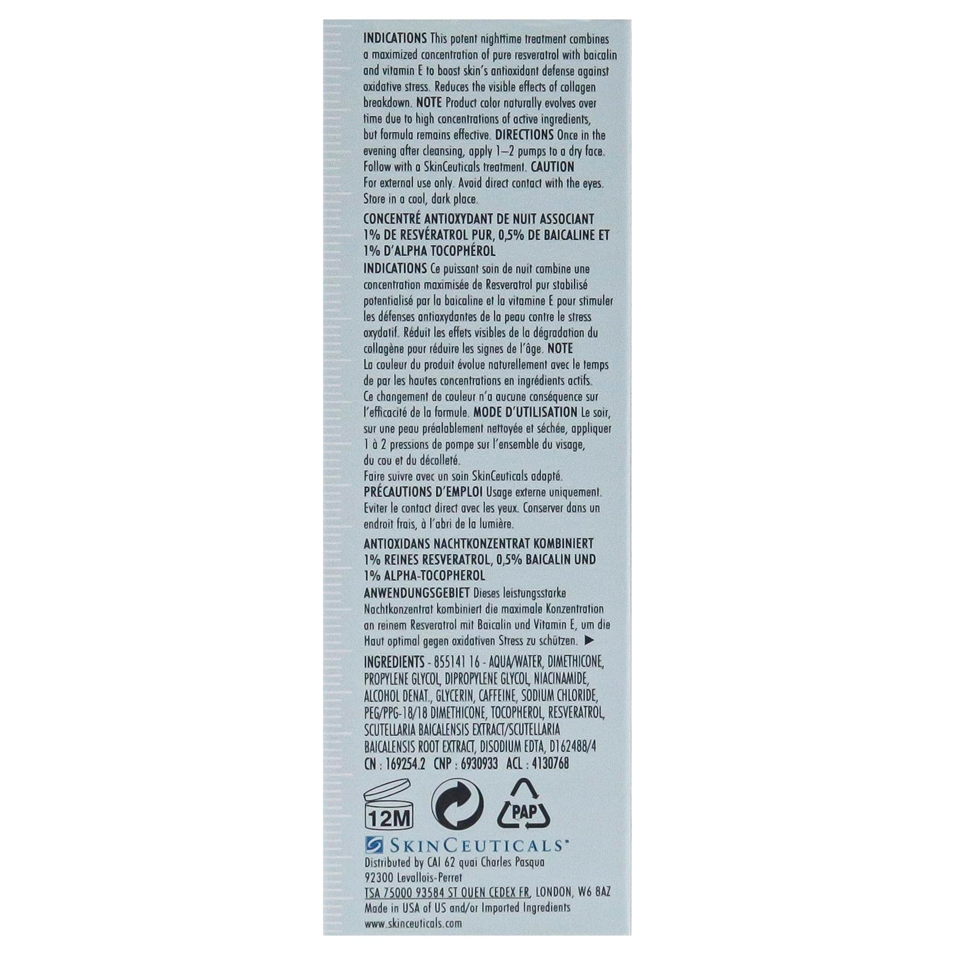 SkinCeuticals antioxidante resveratrol BE 30ml Noche