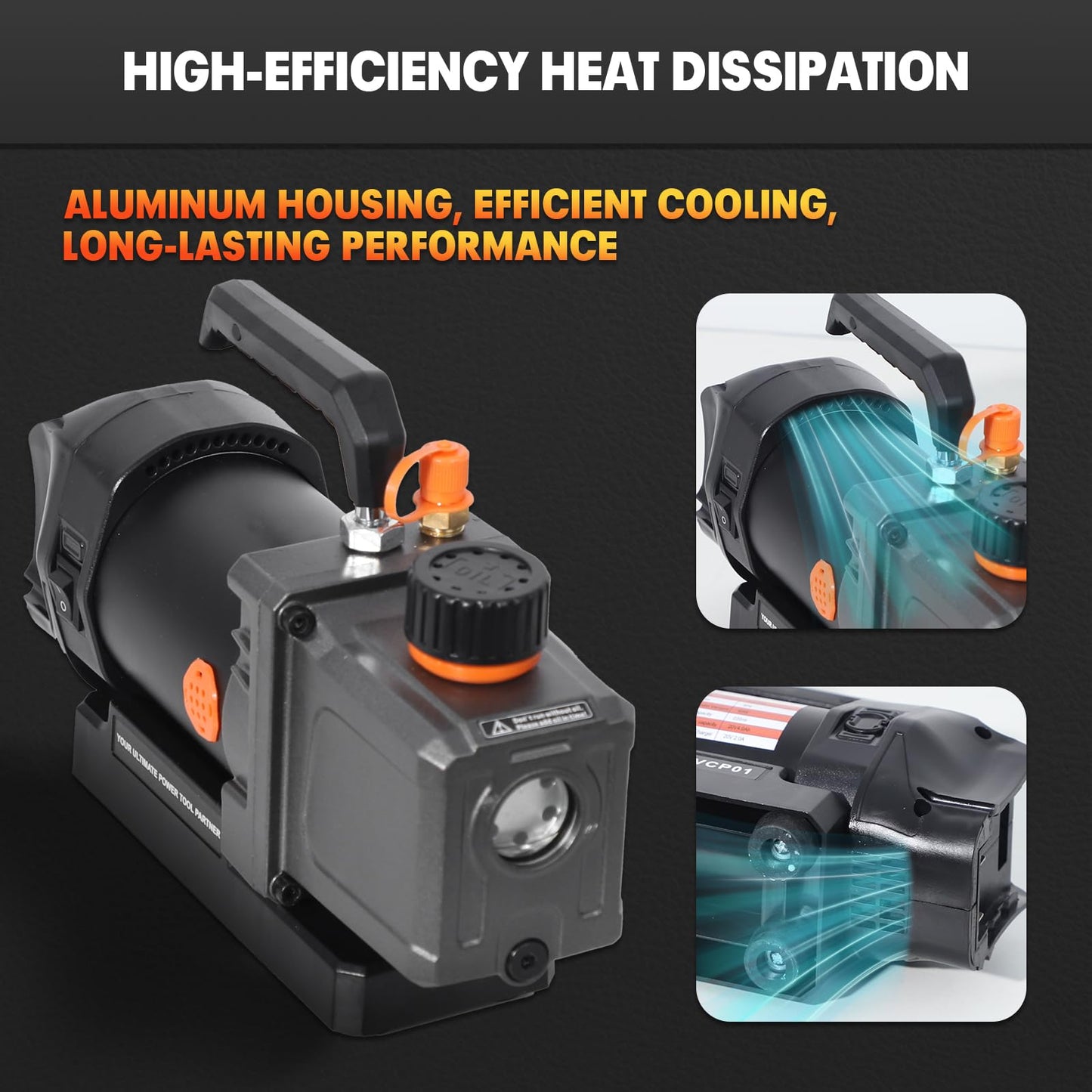 Kit de bomba de aspiradora inalámbrica de 2.5 CFM compatible con batería Dewalt de 20 V máximo, 80 W de una sola etapa, alimentado por batería, con batería de 4.0 Ah, botella de aceite de 220 ml