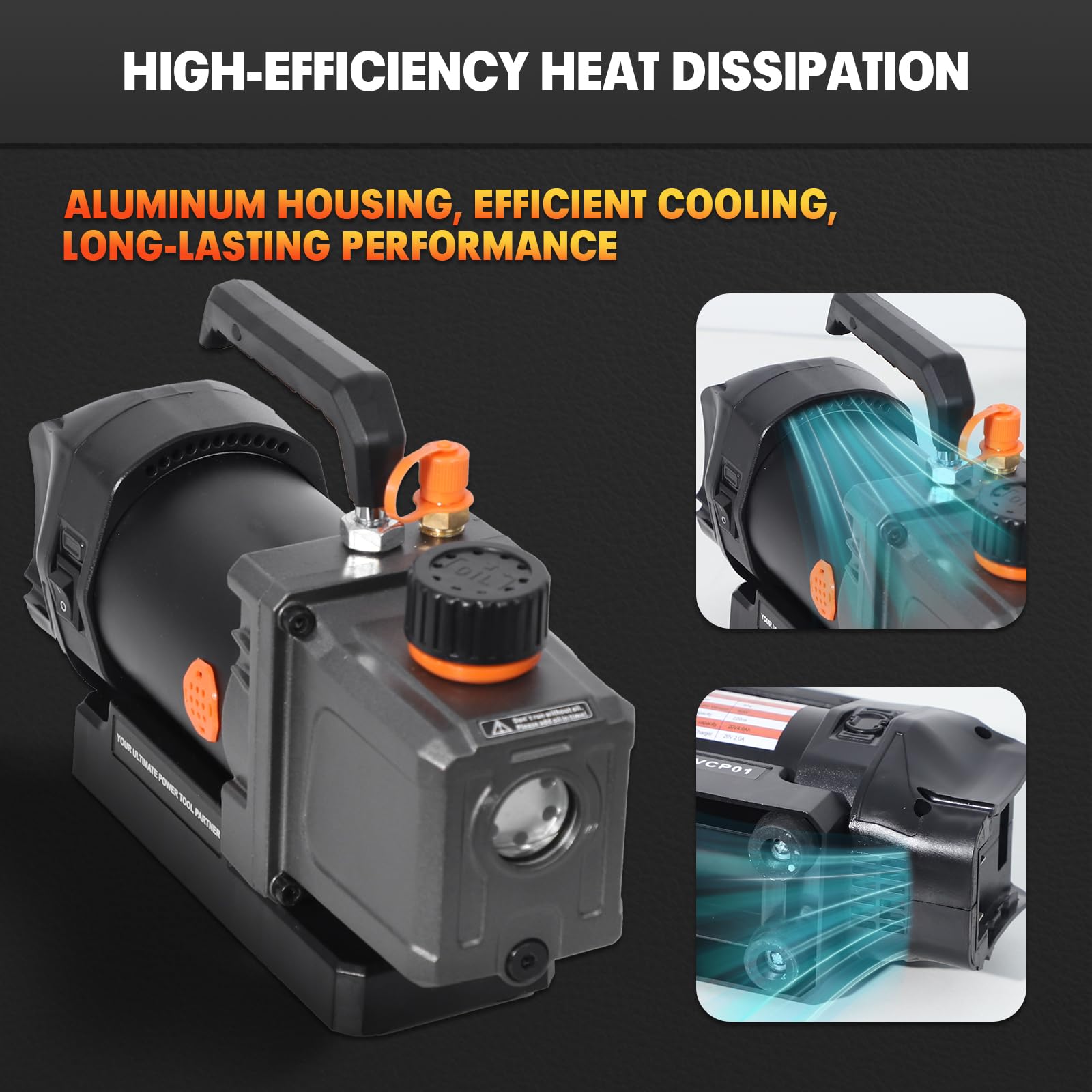 Kit de bomba de aspiradora inalámbrica de 2.5 CFM compatible con batería Dewalt de 20 V máximo, 80 W de una sola etapa, alimentado por batería, con batería de 4.0 Ah, botella de aceite de 220 ml
