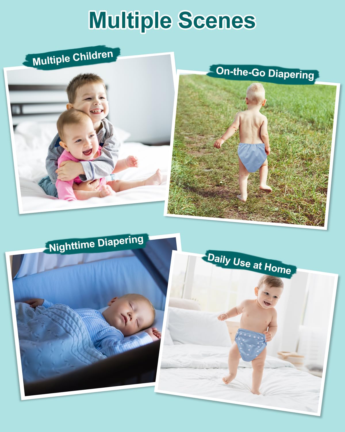 Babygoal - Pañales de tela reutilizables, ajustables y lavables 6 piezas + 6 insertos de microfibra