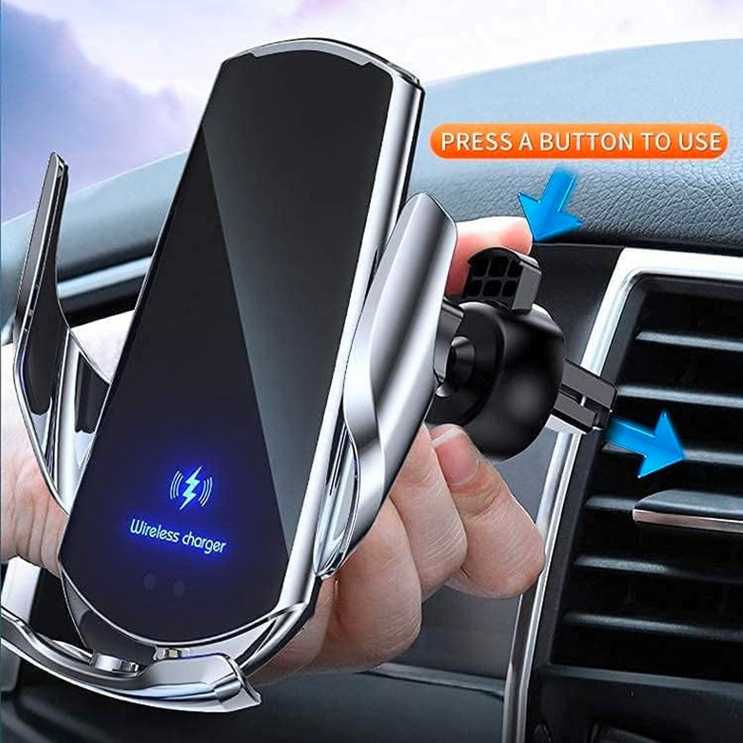 SOZOMO Cargador de Coche Inalámbrico, Soporte de Teléfono paraCoche,Soporte Cargador 2 en 1，15w Cargador De Coche Rapida,para Todos Teléfonos Móviles con Función de Carga Inalámbrica ﻿