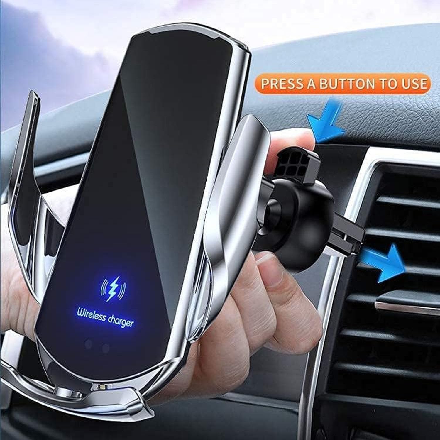 SOZOMO Cargador de Coche Inalámbrico, Soporte de Teléfono paraCoche,Soporte Cargador 2 en 1，15w Cargador De Coche Rapida,para Todos Teléfonos Móviles con Función de Carga Inalámbrica ﻿