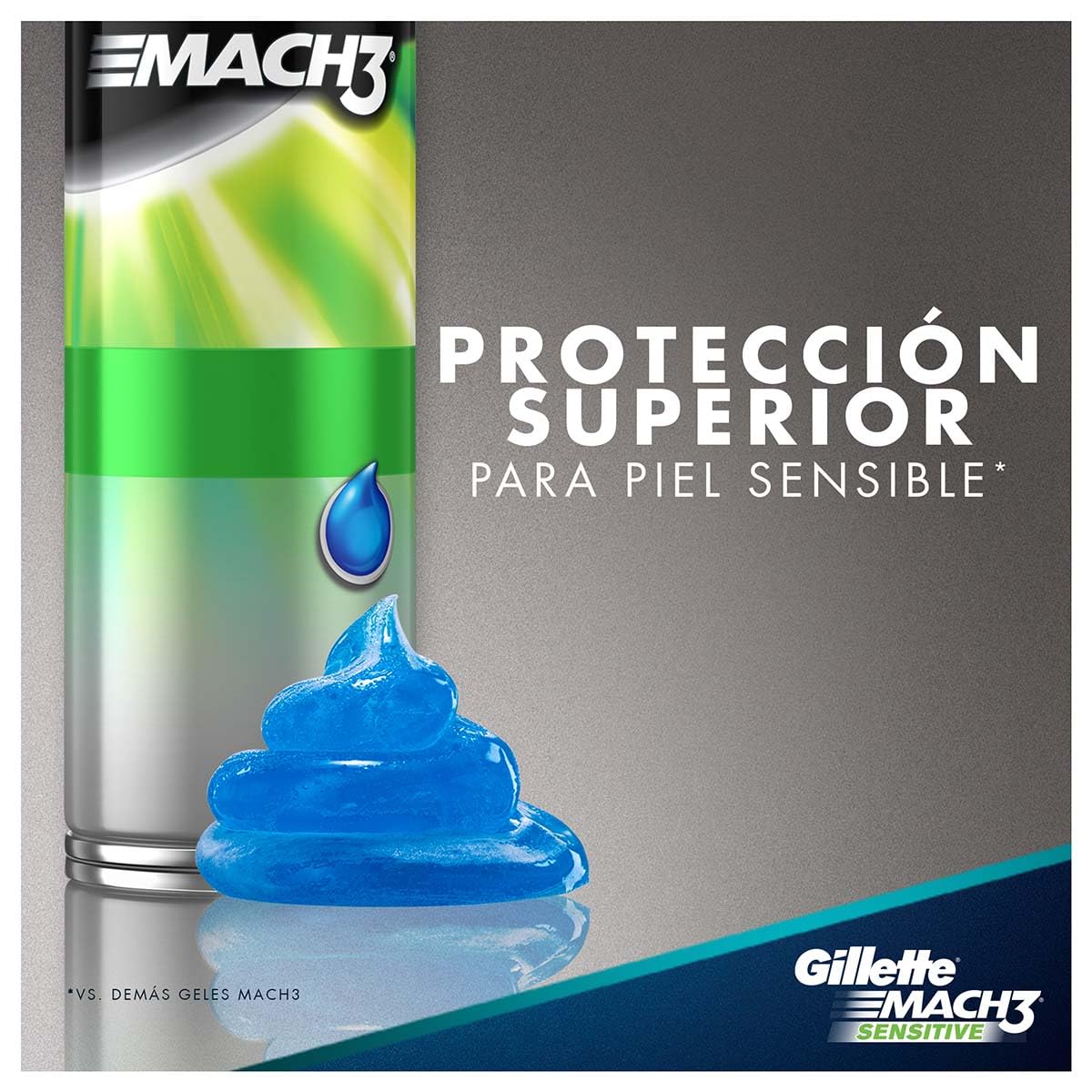 GILLETTE Mach3 Sensitive, Gel para Afeitar Piel Sensible de 400mL, para Rasurar Barba con Rastrillo para Hombre, Protege la Piel contra la Irritación